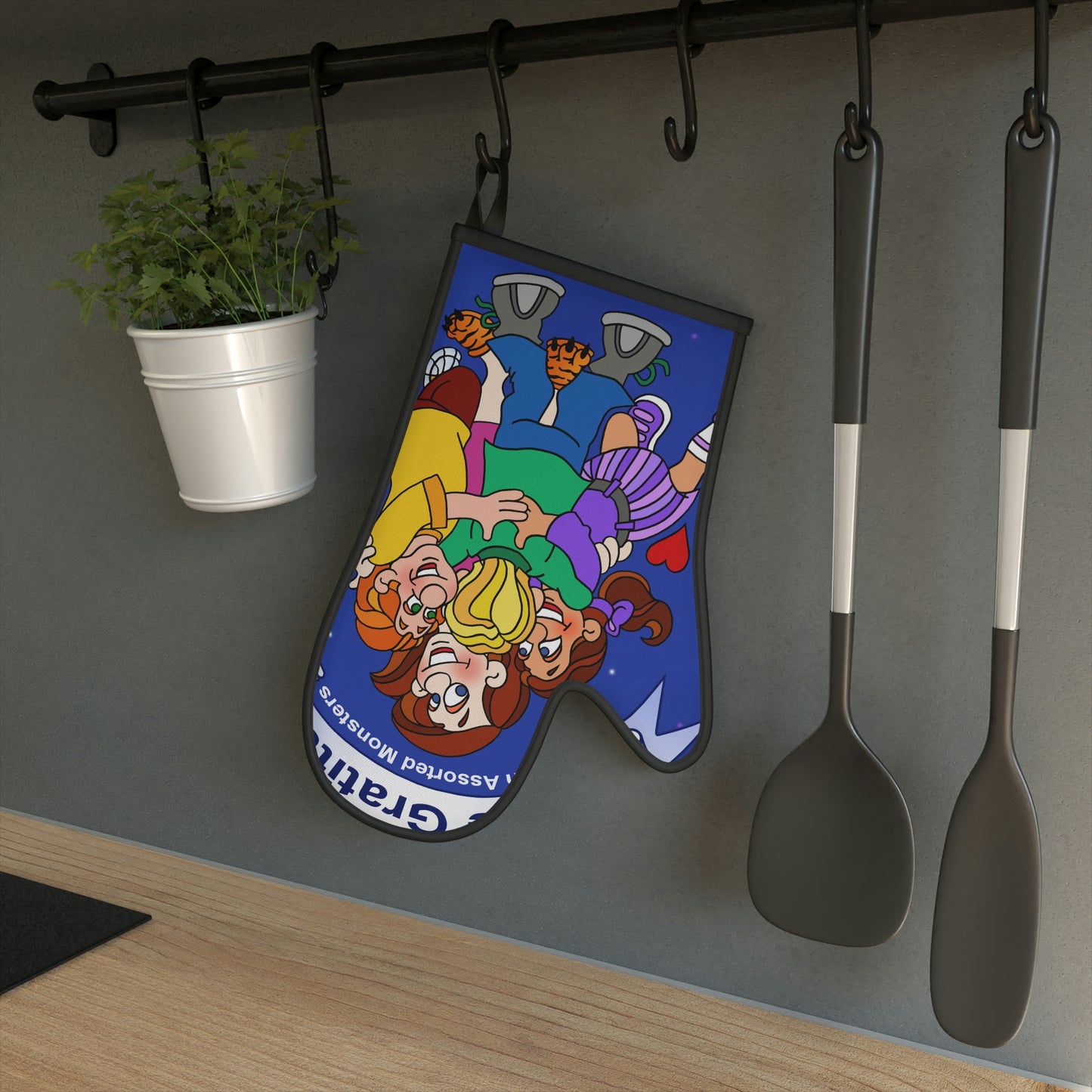 Triple Gratitude with Assorted Monsters Oven Glove