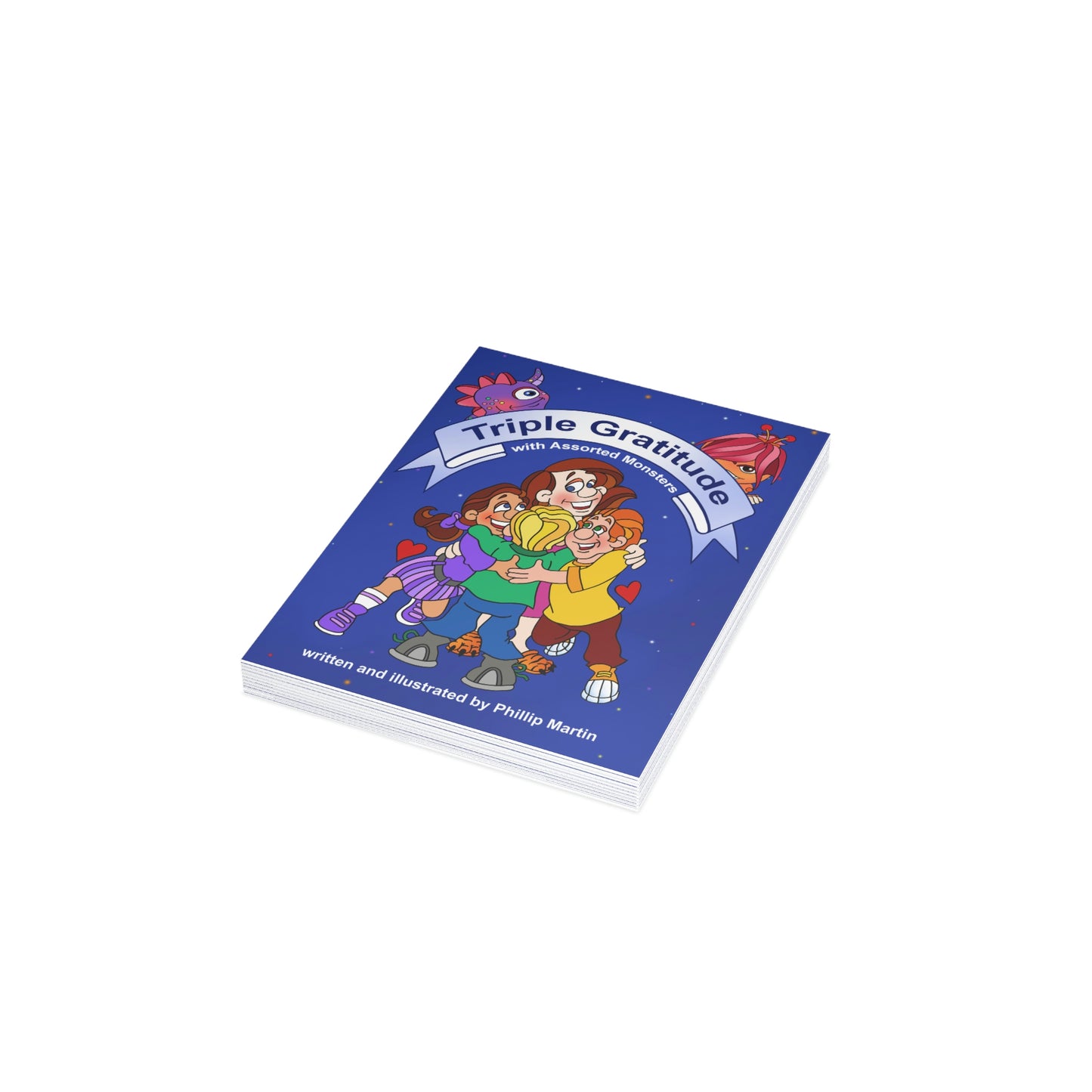Triple Gratitude with Assorted Monsters Greeting Cards (1, 10, 30, and 50pcs)