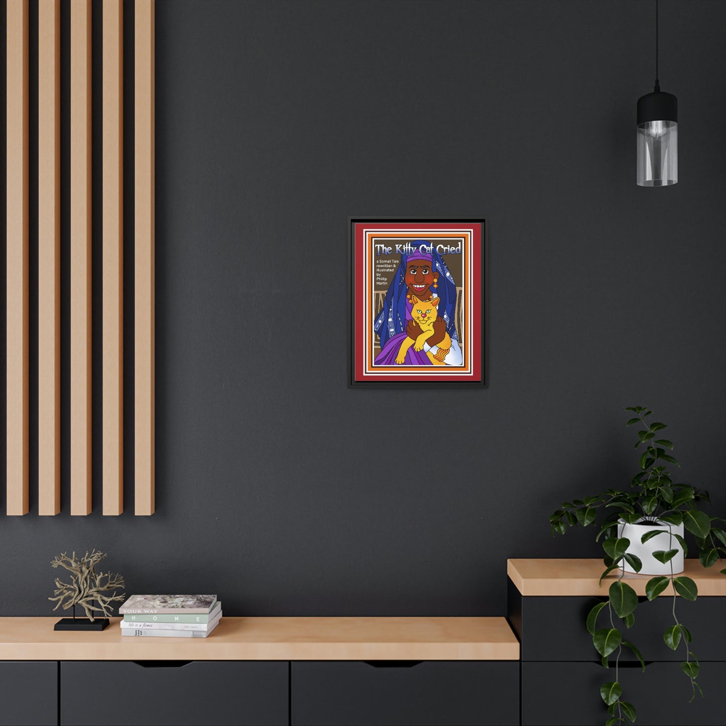 The Kitty Cat Cried Matte Canvas, Black Frame