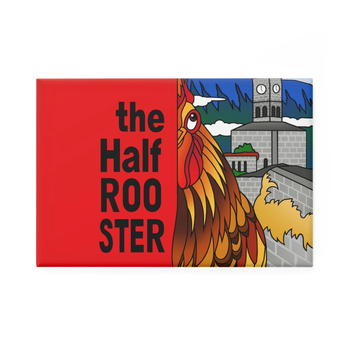 The Half Rooster Button Magnet, Rectangle (1 & 10 pcs)