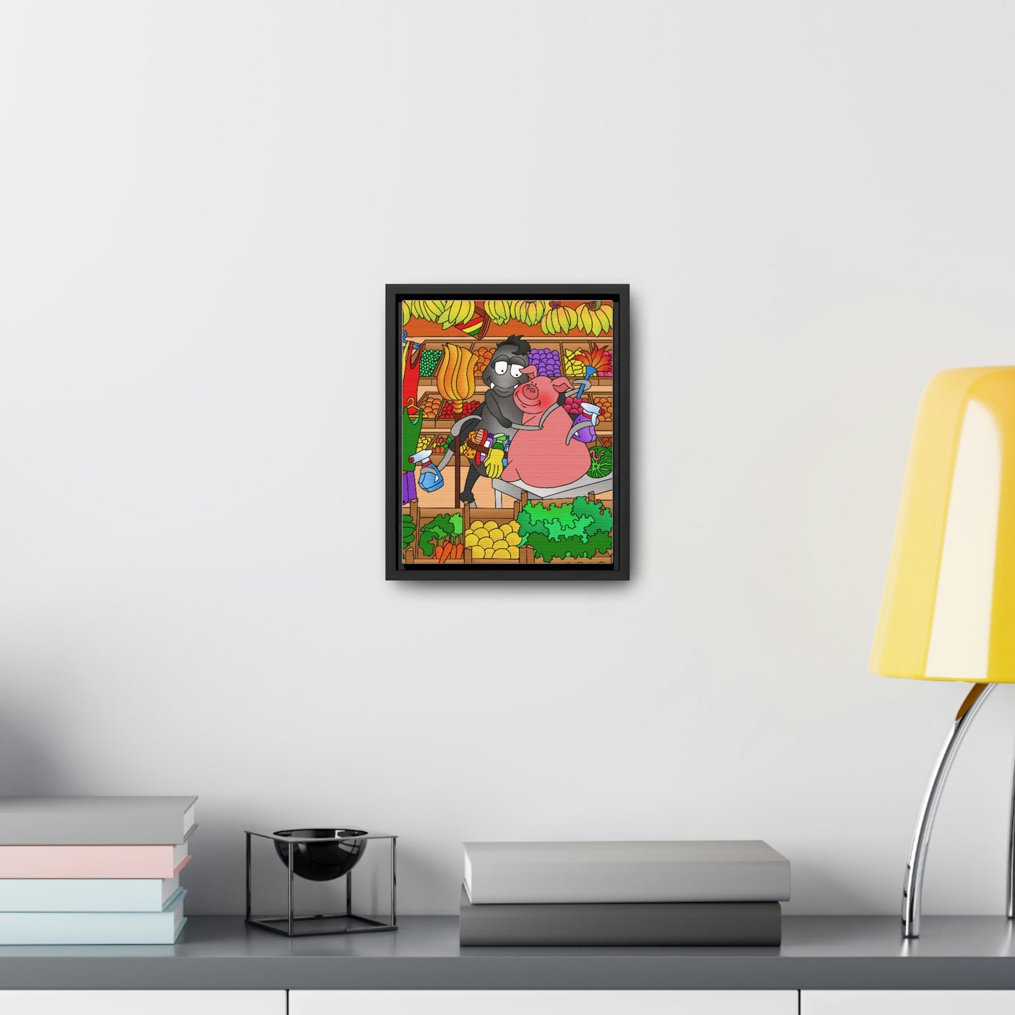 Anansi and the Market Pig Gallery Canvas Wraps, Vertical Frame