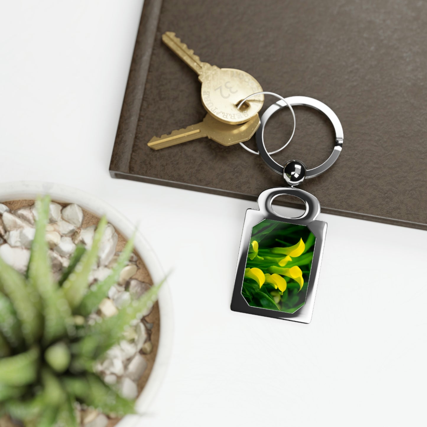Flowers 33 Rectangle Photo Keyring
