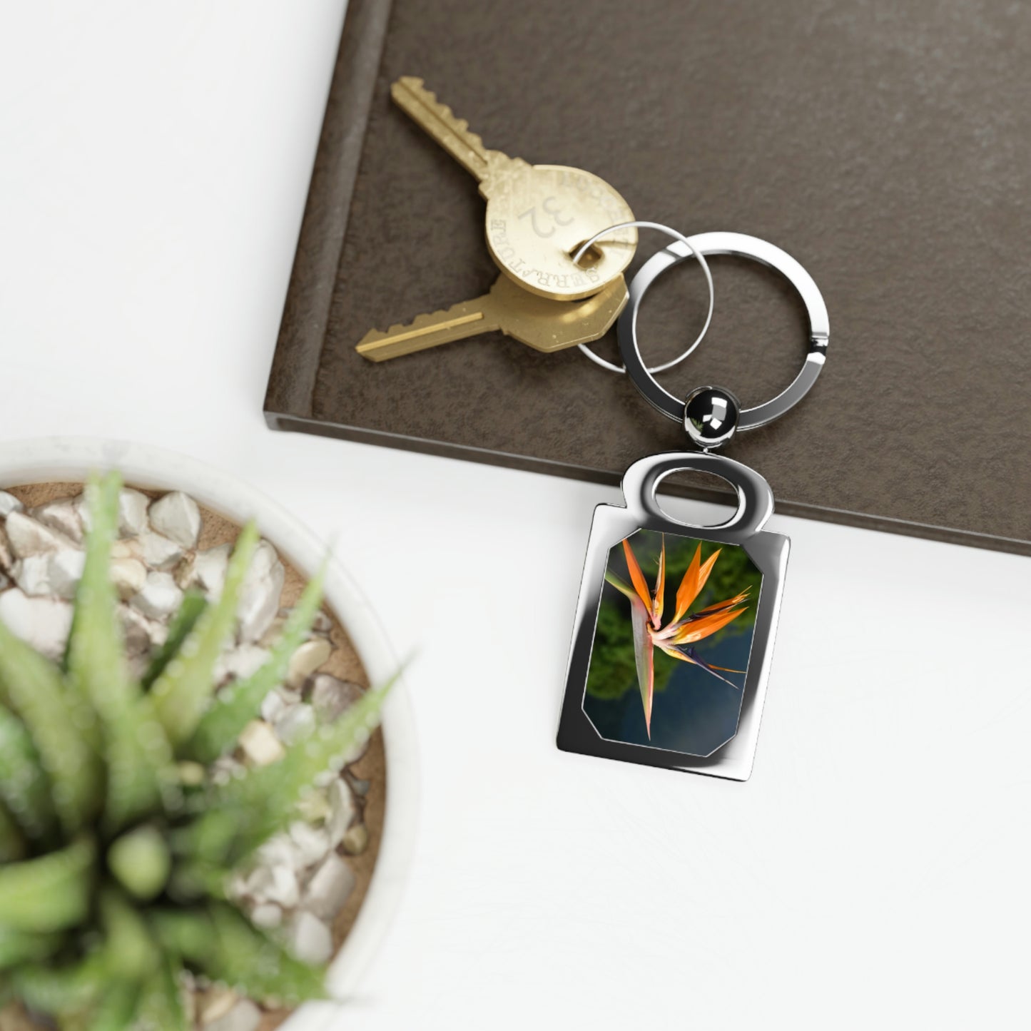 Flowers 26 Rectangle Photo Keyring