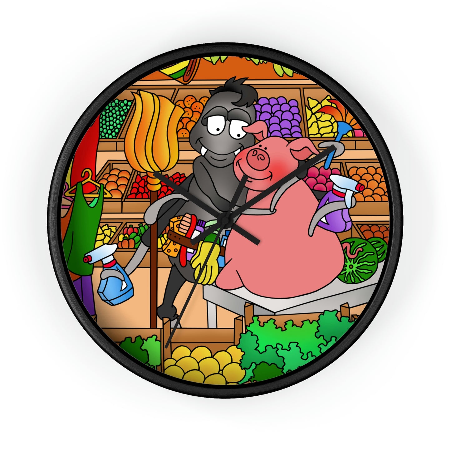 Anansi and the Market Pig Wall clock