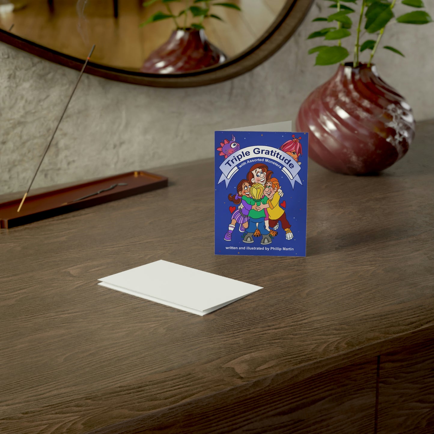 Triple Gratitude with Assorted Monsters Greeting Cards (1, 10, 30, and 50pcs)