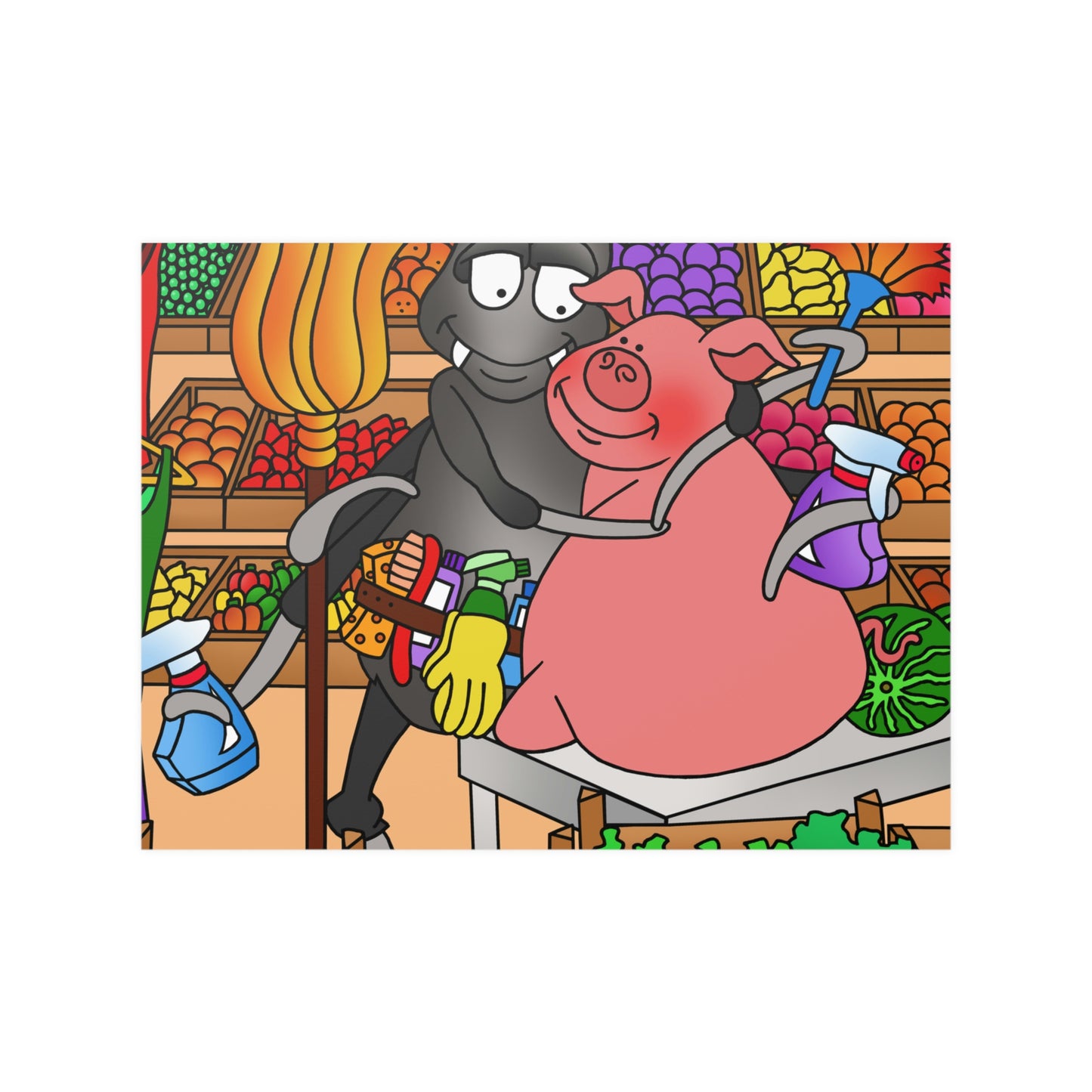 Anansi and the Market Pig Satin Posters (210gsm)