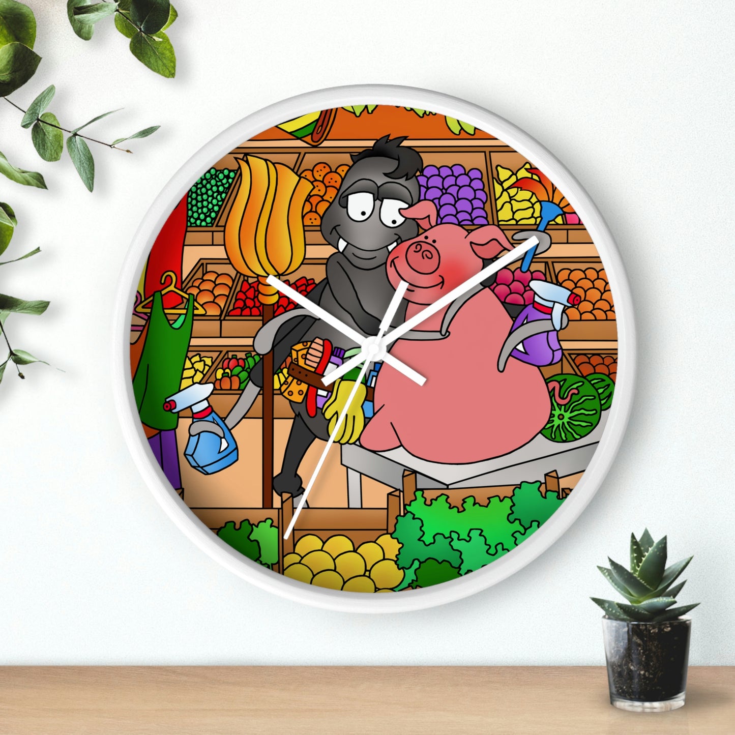 Anansi and the Market Pig Wall clock