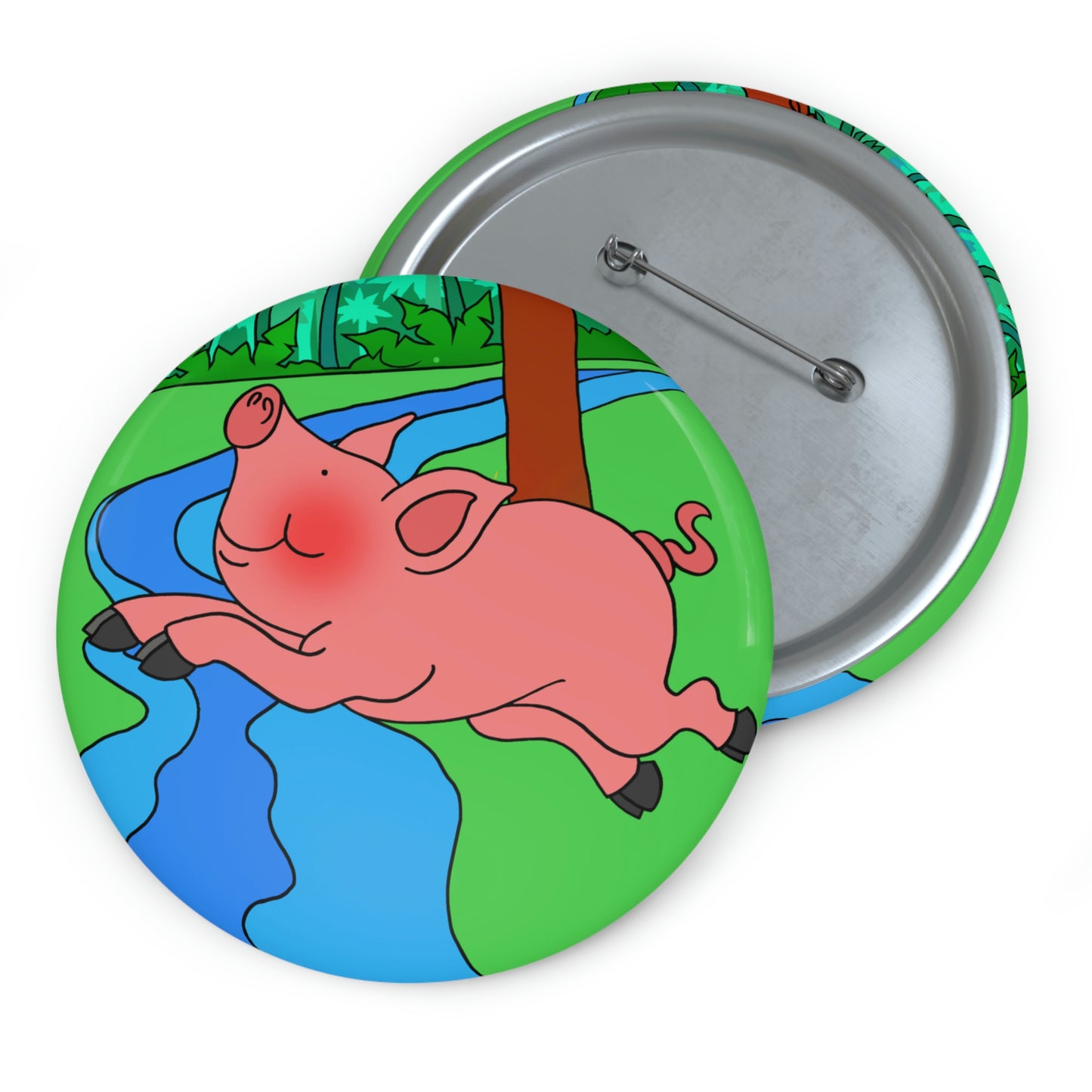 Anansi and the Market Pig! Custom Pin Buttons
