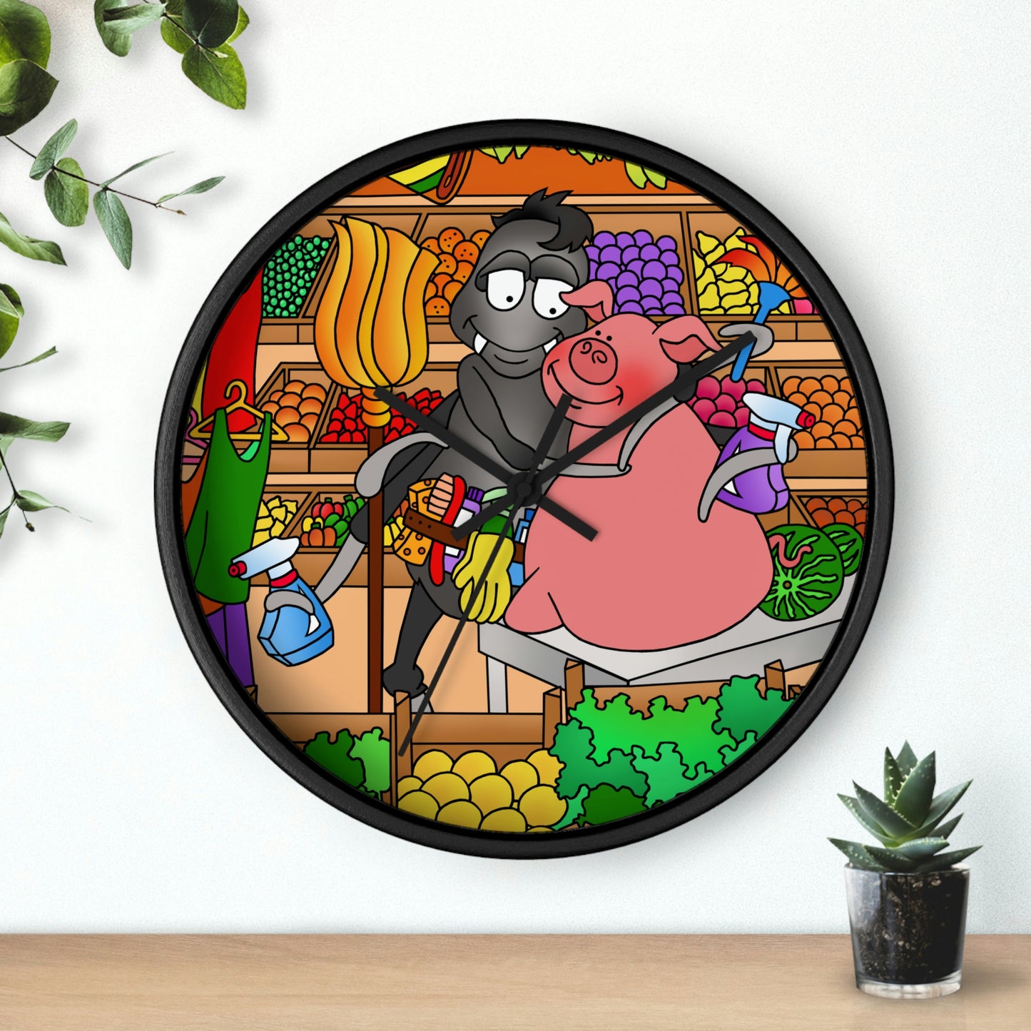 Anansi and the Market Pig Wall clock
