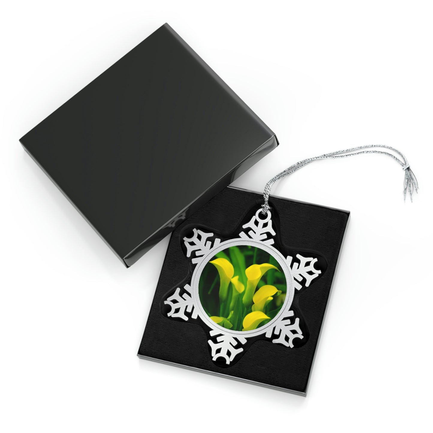 Flowers 33 Pewter Snowflake Ornament