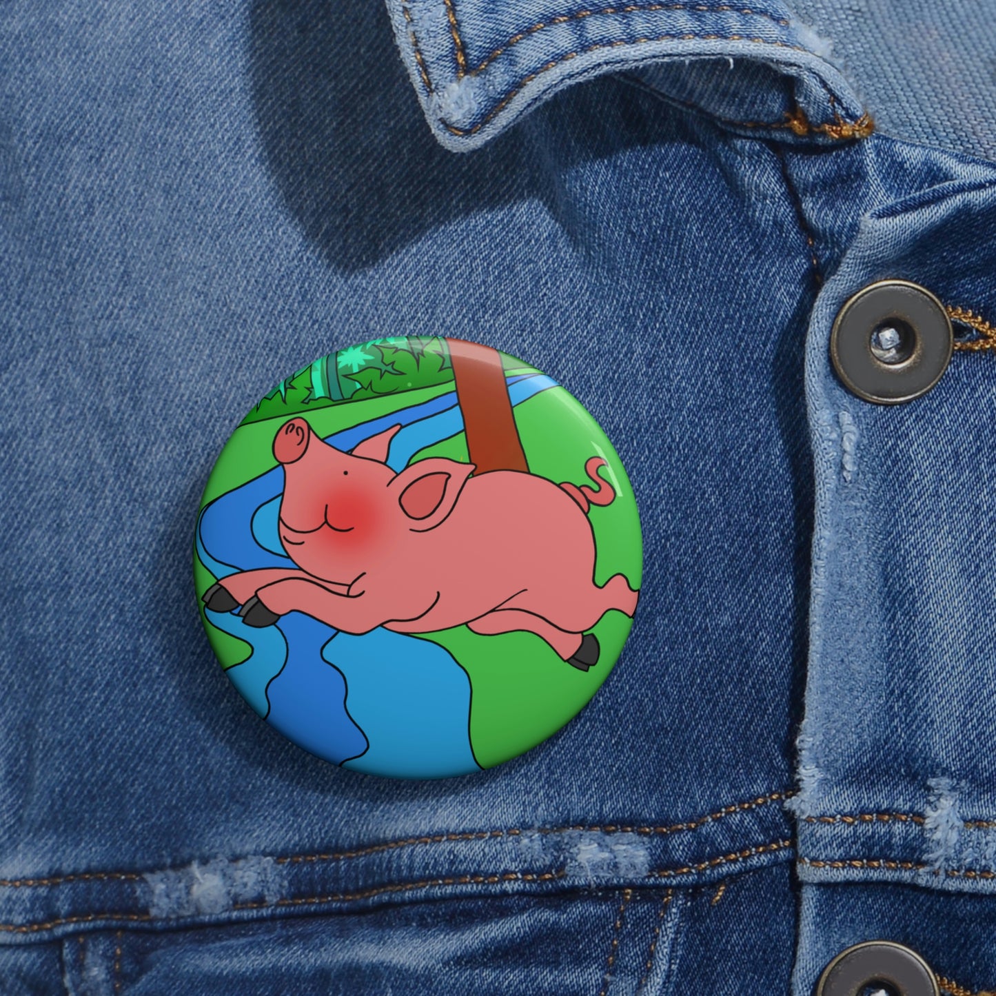Anansi and the Market Pig! Custom Pin Buttons