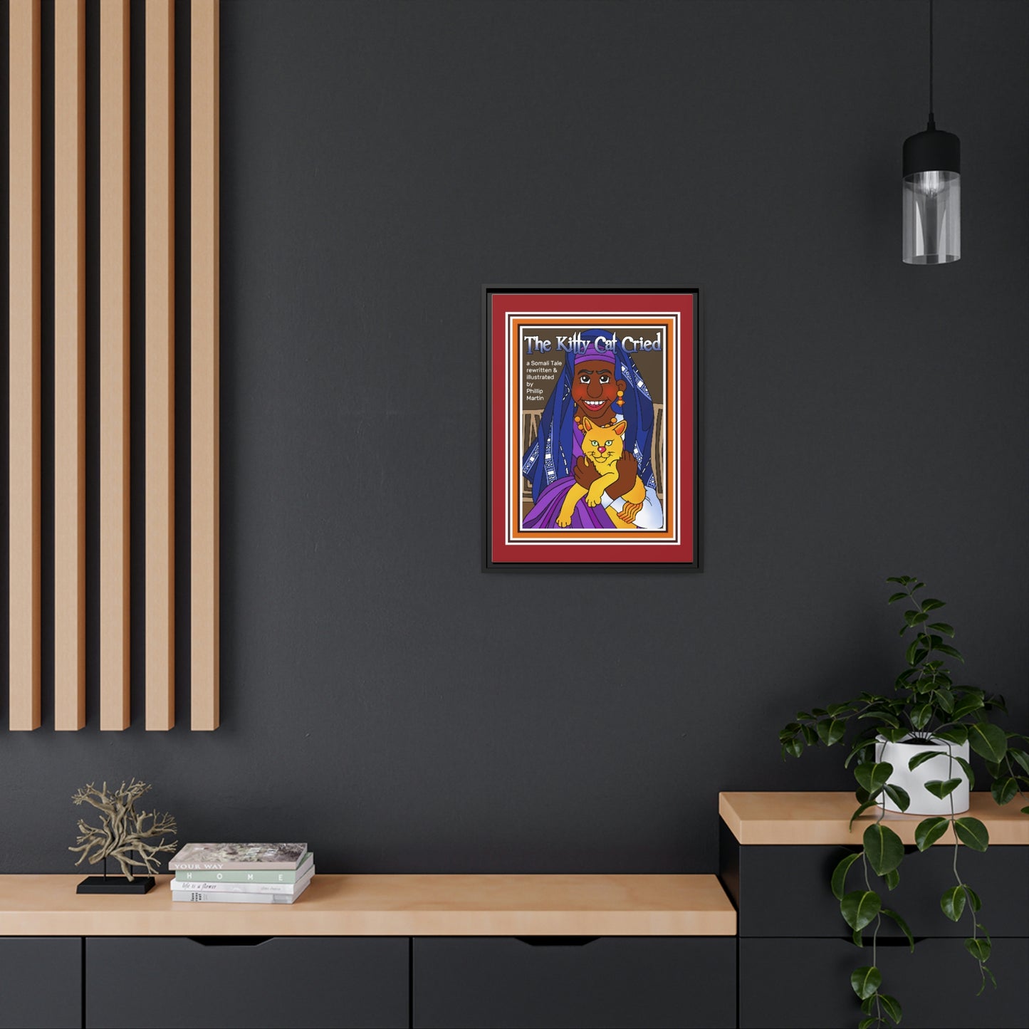 The Kitty Cat Cried Matte Canvas, Black Frame