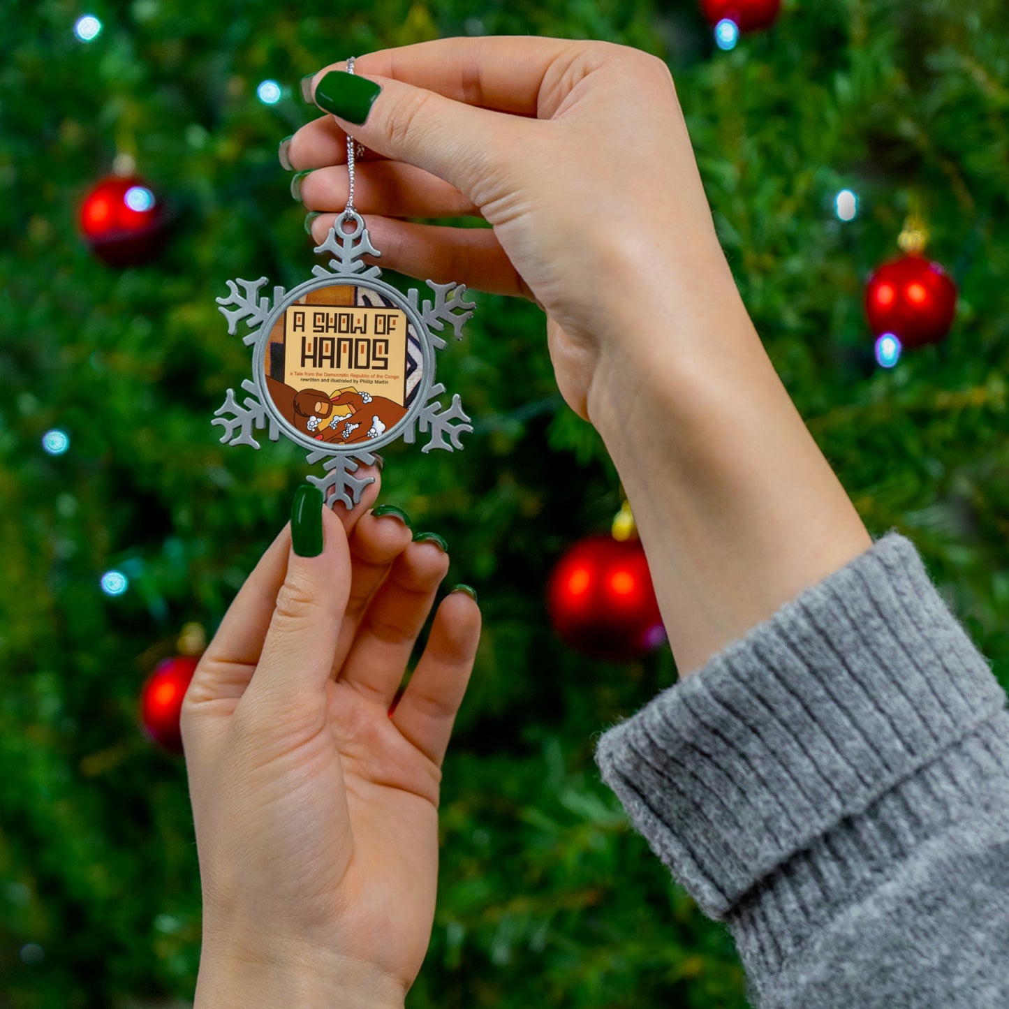 A Show of Hands Pewter Snowflake Ornament