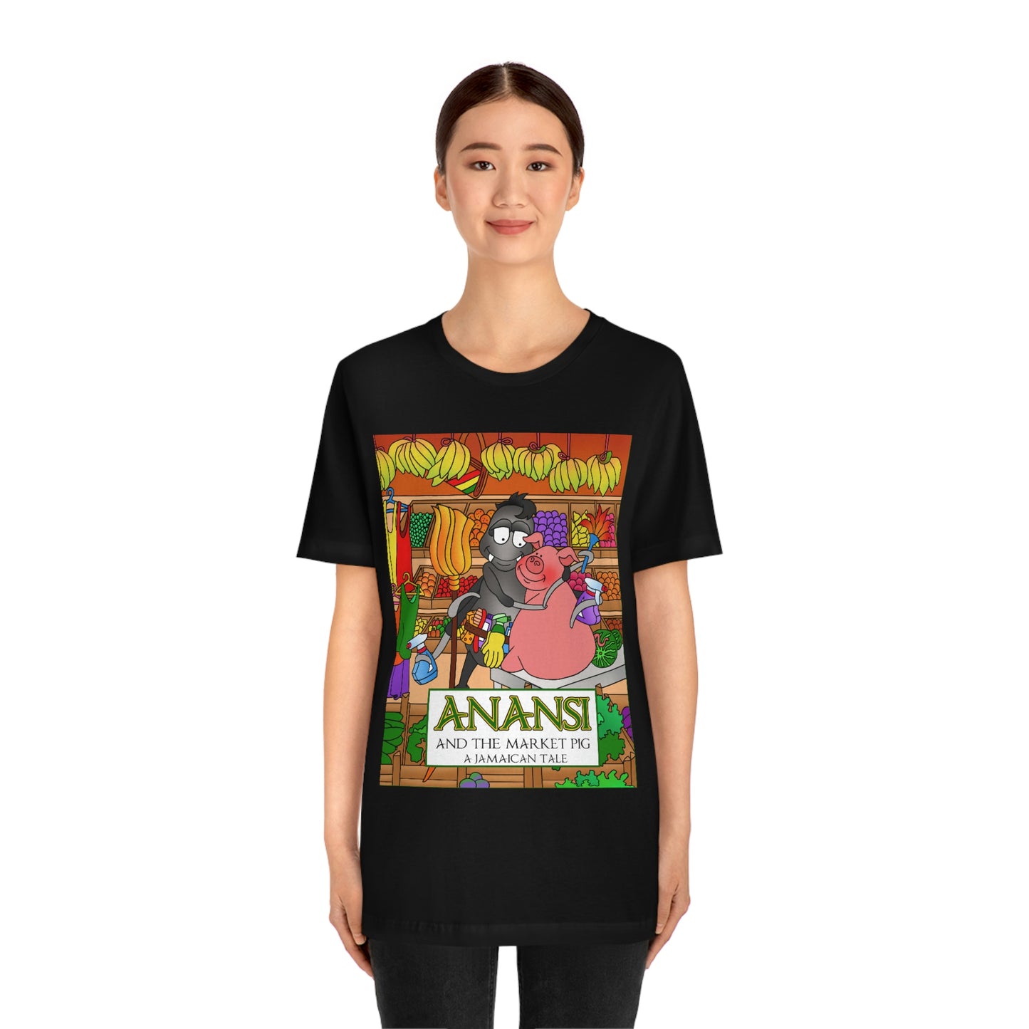 Anansi and the Market Pig Unisex Jersey Short Sleeve Tee