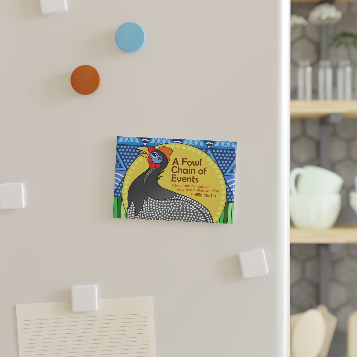 A Fowl Chain of Events Button Magnet, Rectangle (1 & 10 pcs)