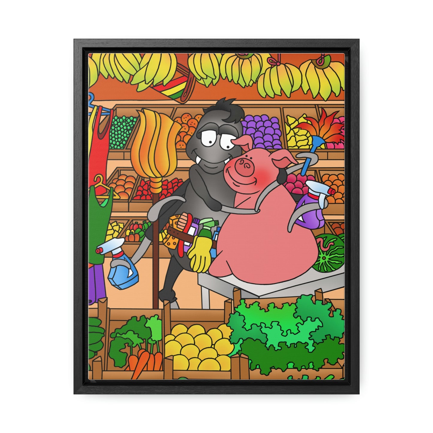 Anansi and the Market Pig Gallery Canvas Wraps, Vertical Frame