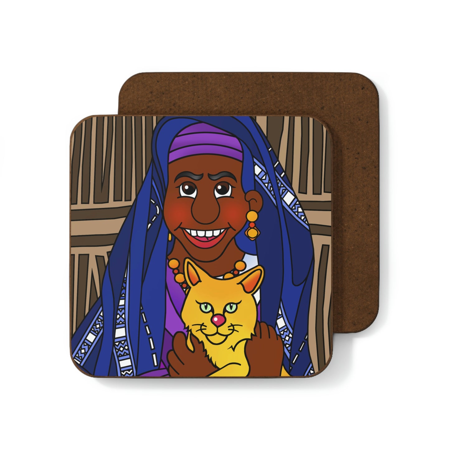 The Kitty Cat Cried Hardboard Back Coaster