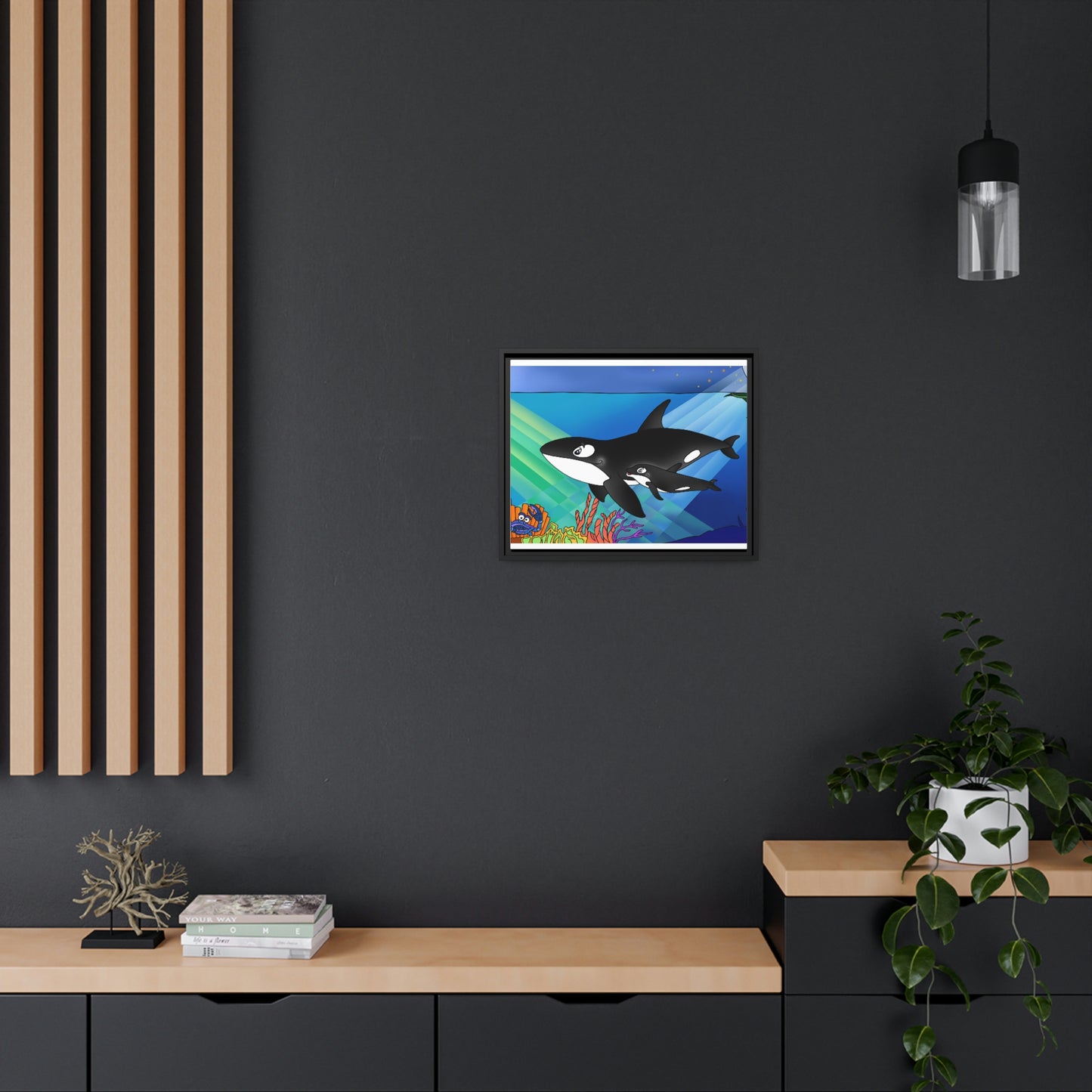 Orcas Matte Canvas, Black Frame