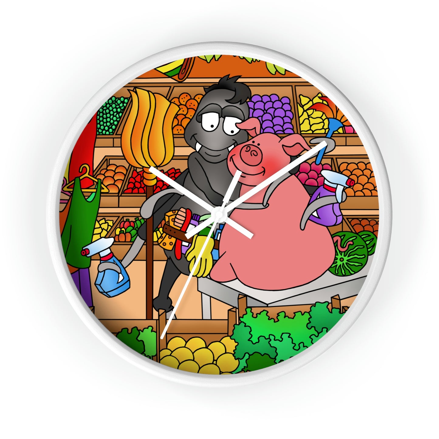 Anansi and the Market Pig Wall clock