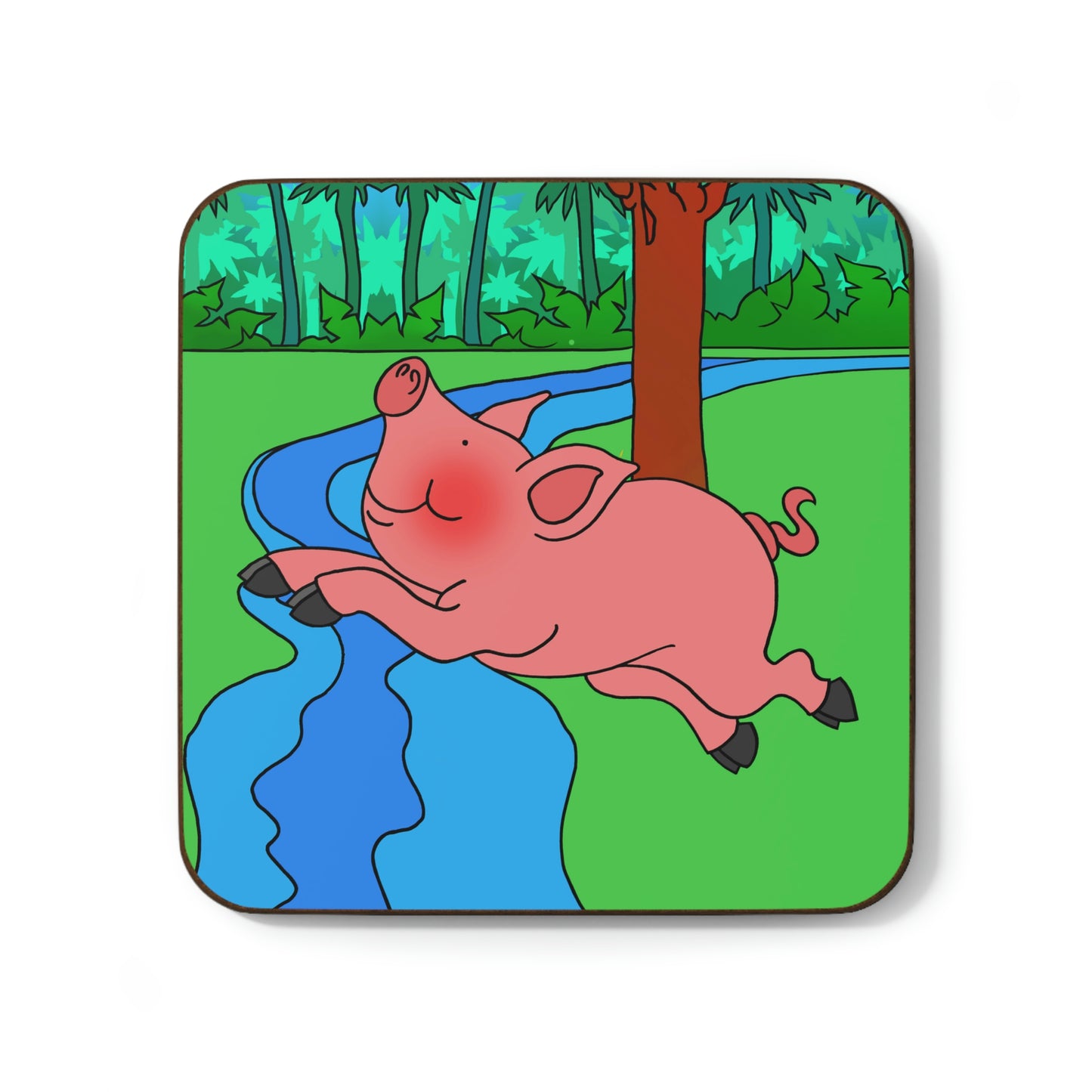 Anansi and the Market Pig! Hardboard Back Coaster