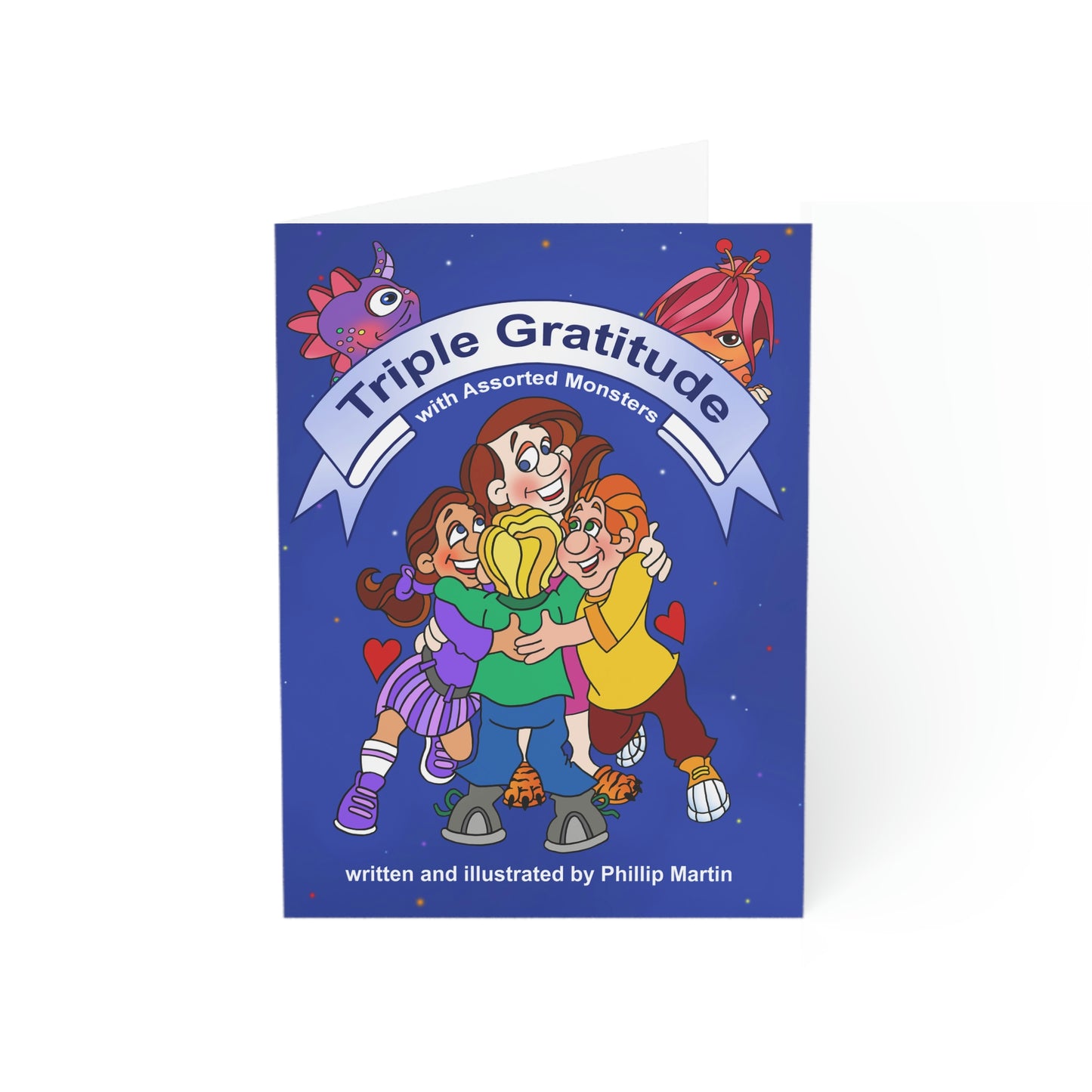 Triple Gratitude with Assorted Monsters Greeting Cards (1, 10, 30, and 50pcs)