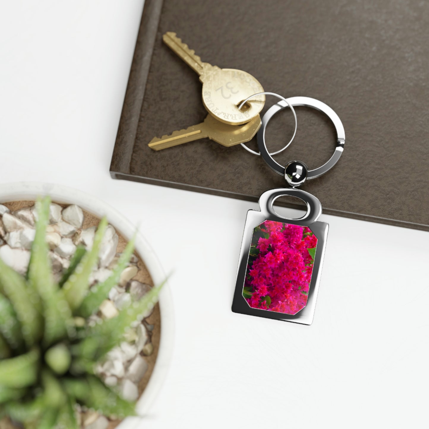 Flowers 27 Rectangle Photo Keyring