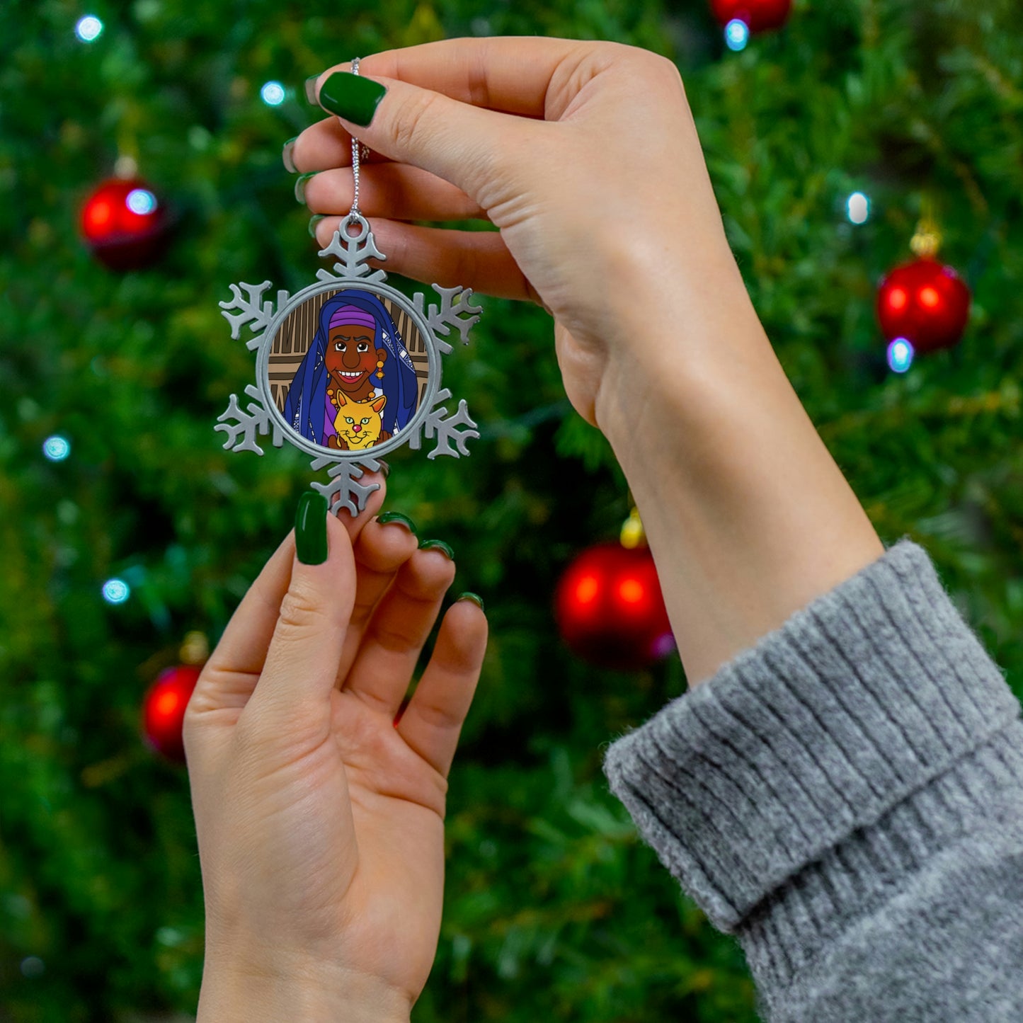 The Kitty Cat Cried Pewter Snowflake Ornament