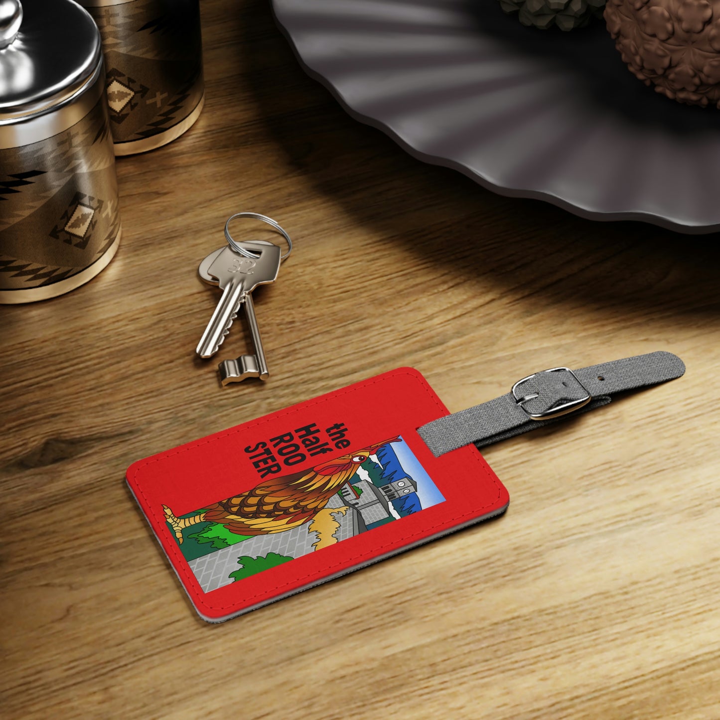 The Half Rooster Saffiano Polyester Luggage Tag, Rectangle