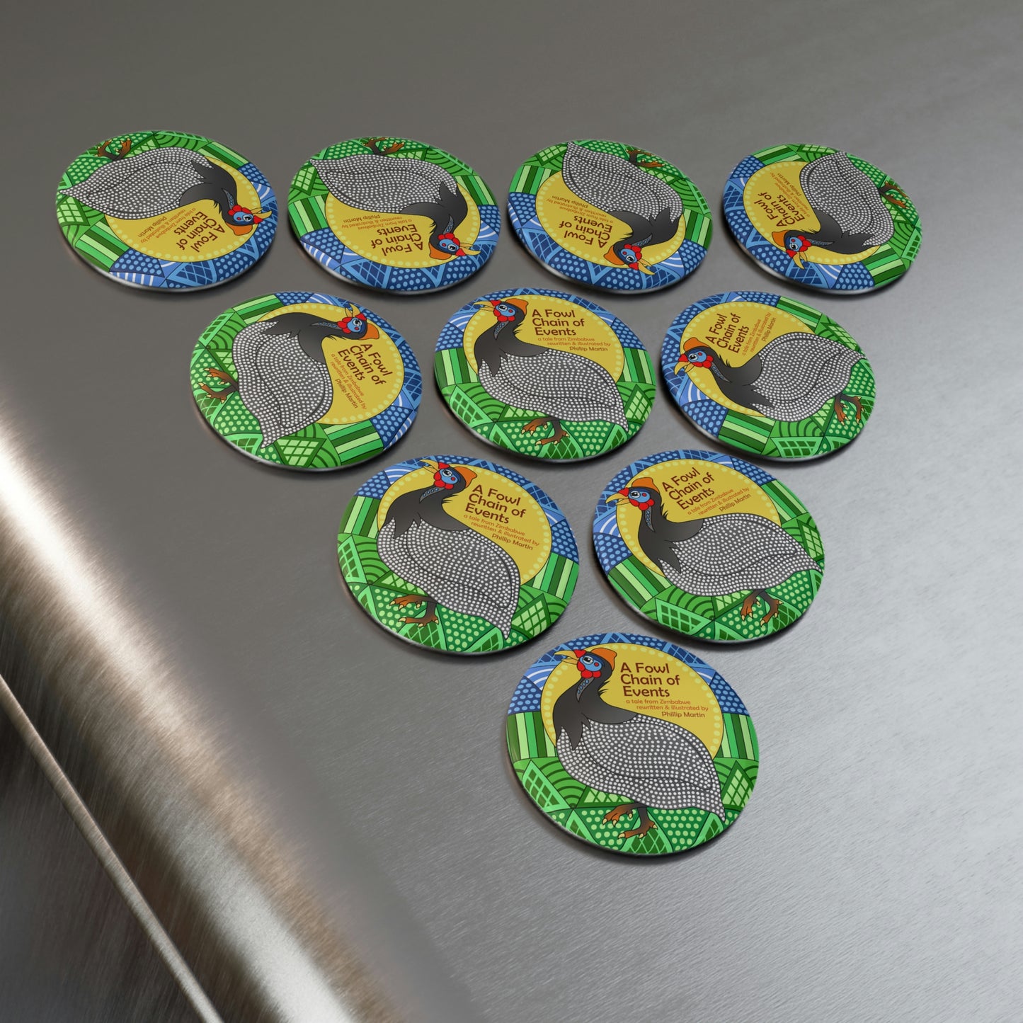 A Fowl Chain of Events Button Magnet, Round (1 & 10 pcs)