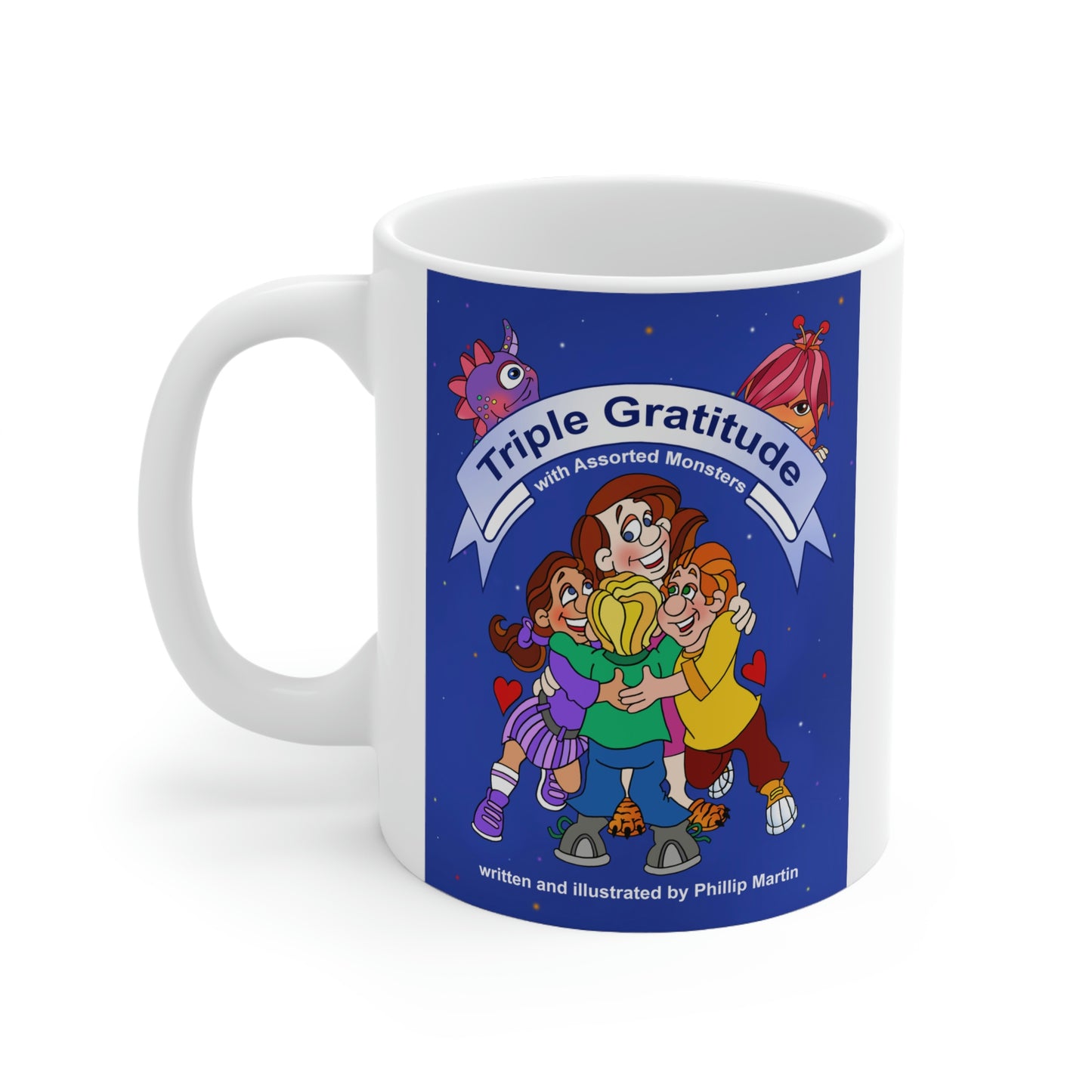 Triple Gratitude with Assorted Monsters Ceramic Mug 11oz