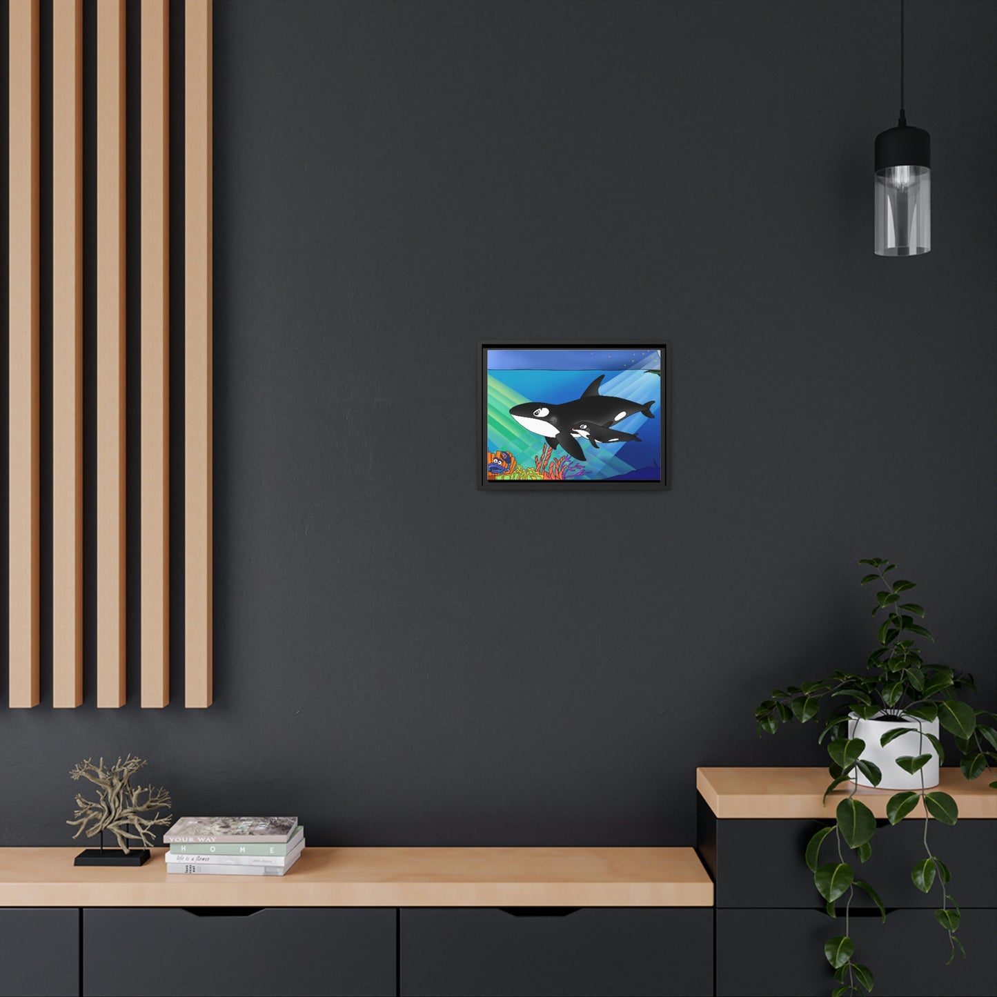 Orcas Matte Canvas, Black Frame
