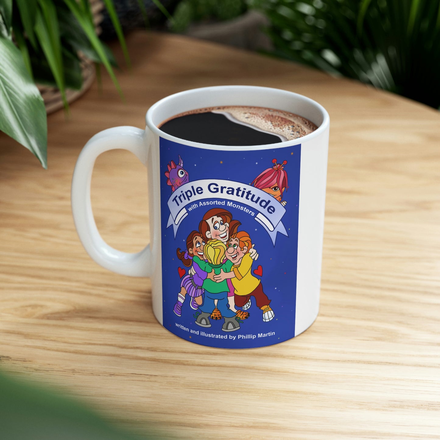 Triple Gratitude with Assorted Monsters Ceramic Mug 11oz