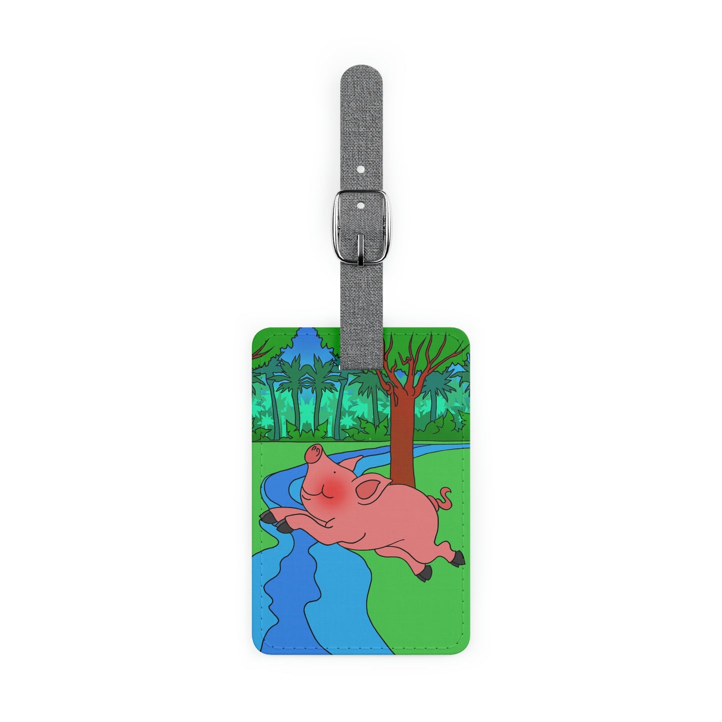 Anansi and the Market Pig! Saffiano Polyester Luggage Tag, Rectangle