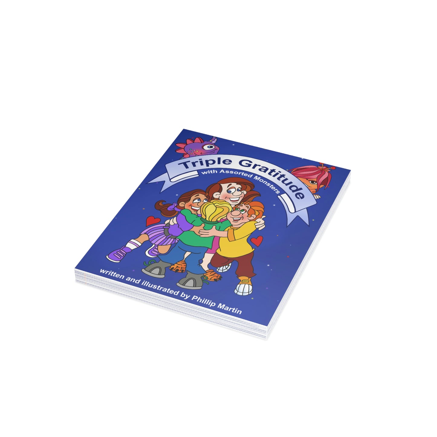 Triple Gratitude with Assorted Monsters Greeting Cards (1, 10, 30, and 50pcs)