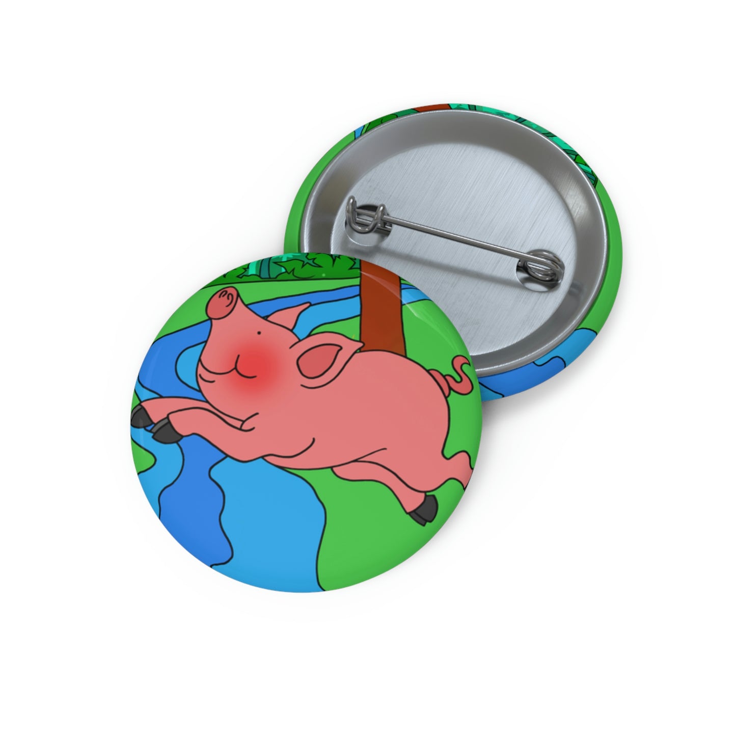 Anansi and the Market Pig! Custom Pin Buttons