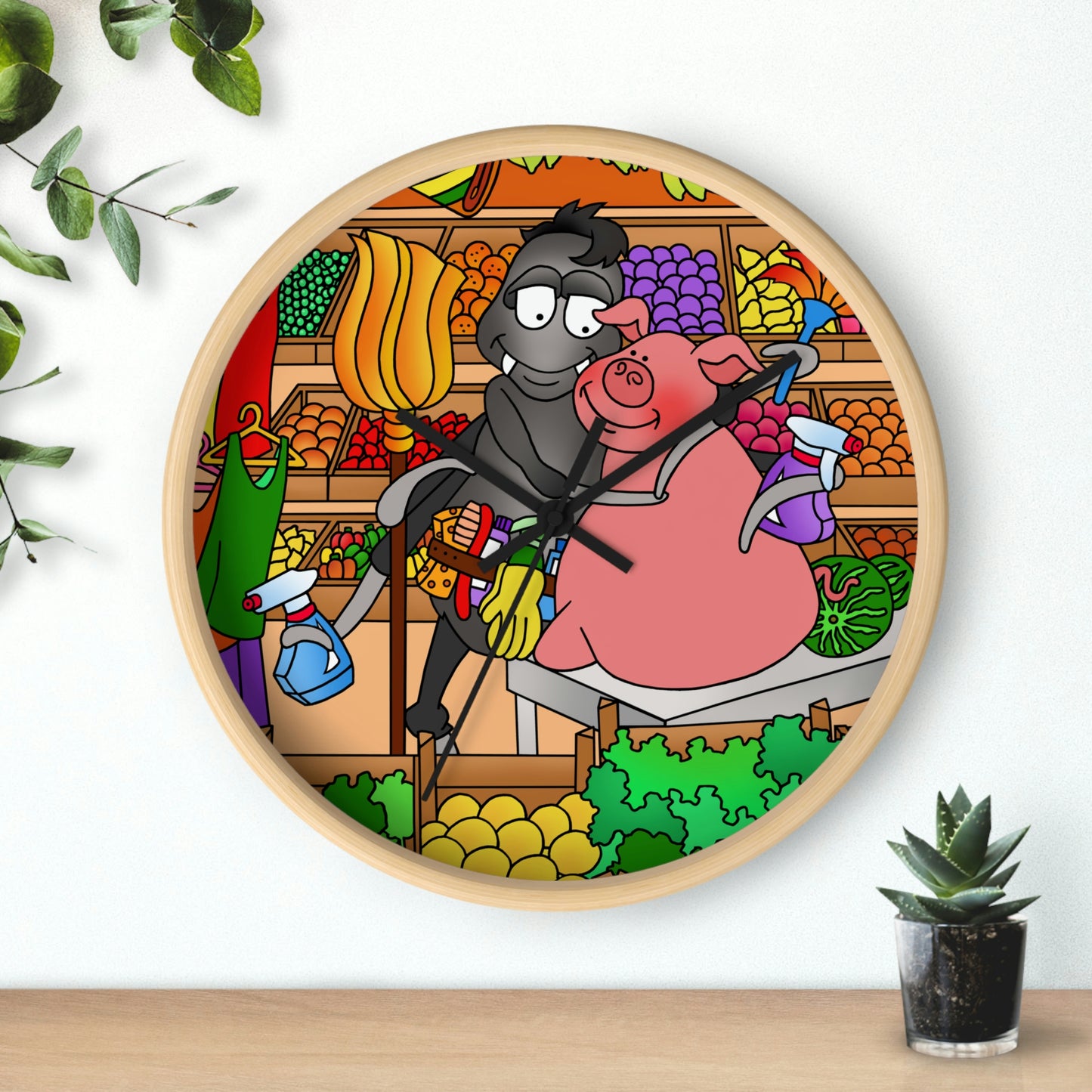Anansi and the Market Pig Wall clock