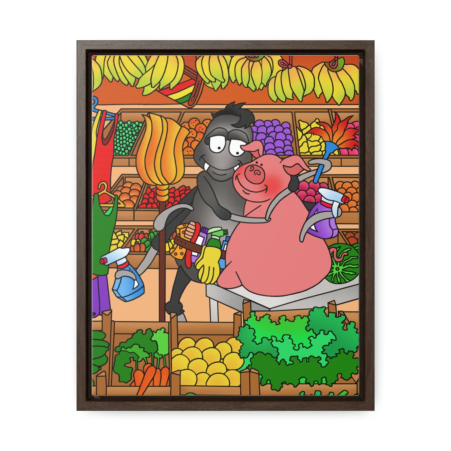 Anansi and the Market Pig Gallery Canvas Wraps, Vertical Frame