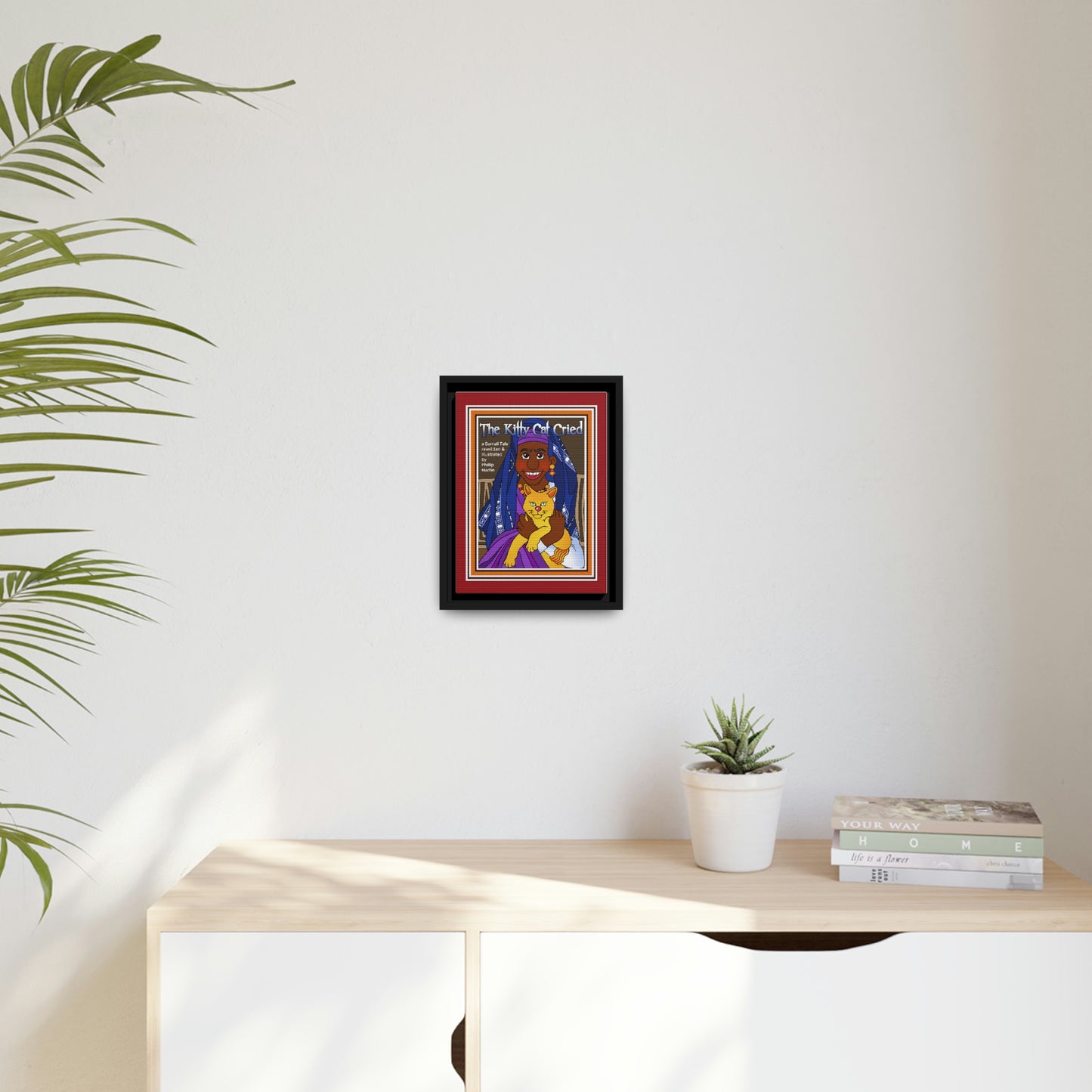 The Kitty Cat Cried Matte Canvas, Black Frame