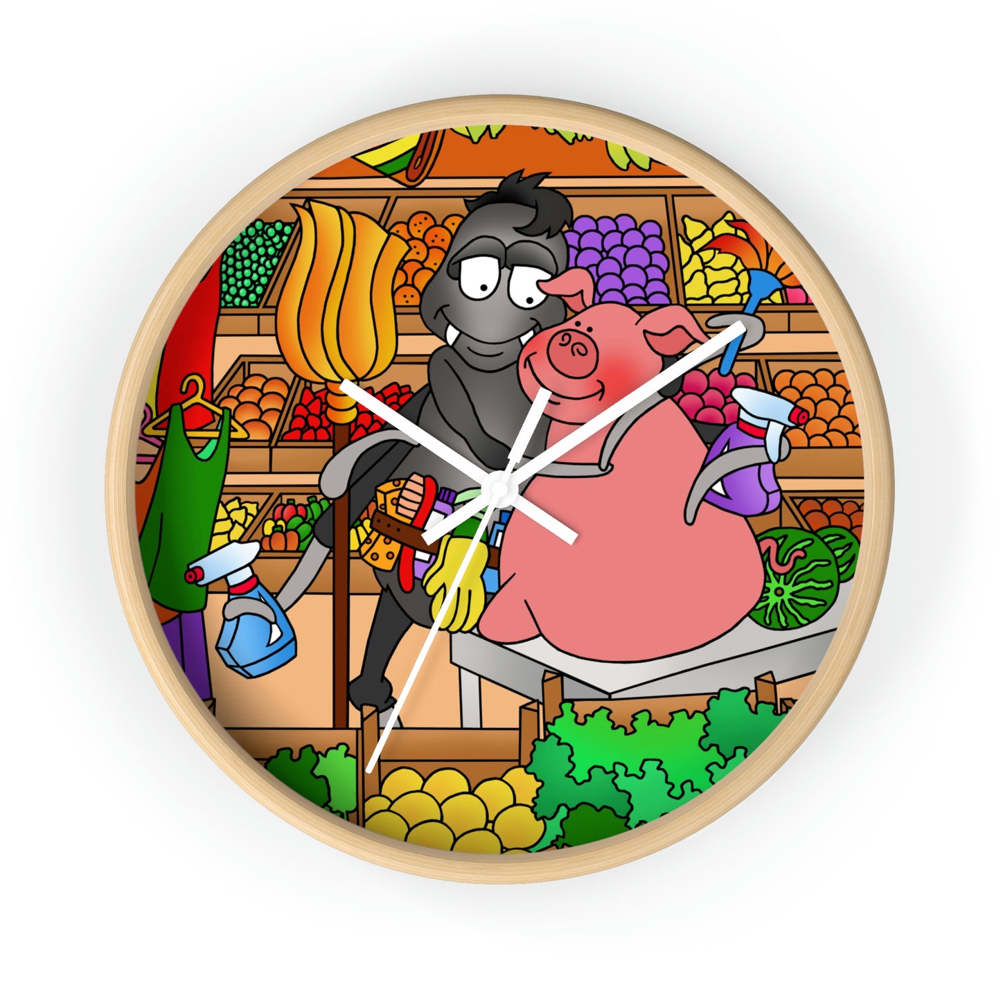 Anansi and the Market Pig Wall clock
