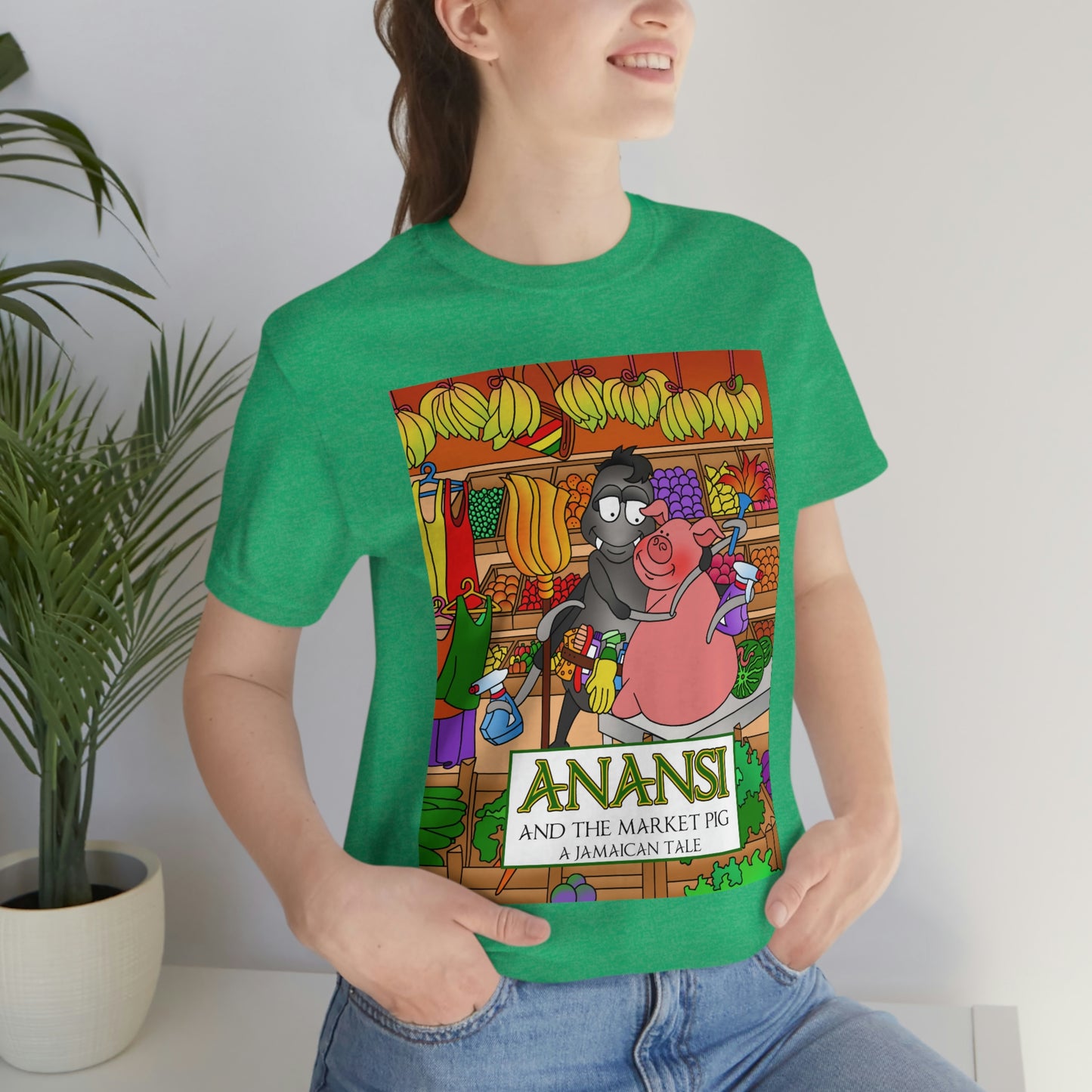 Anansi and the Market Pig Unisex Jersey Short Sleeve Tee