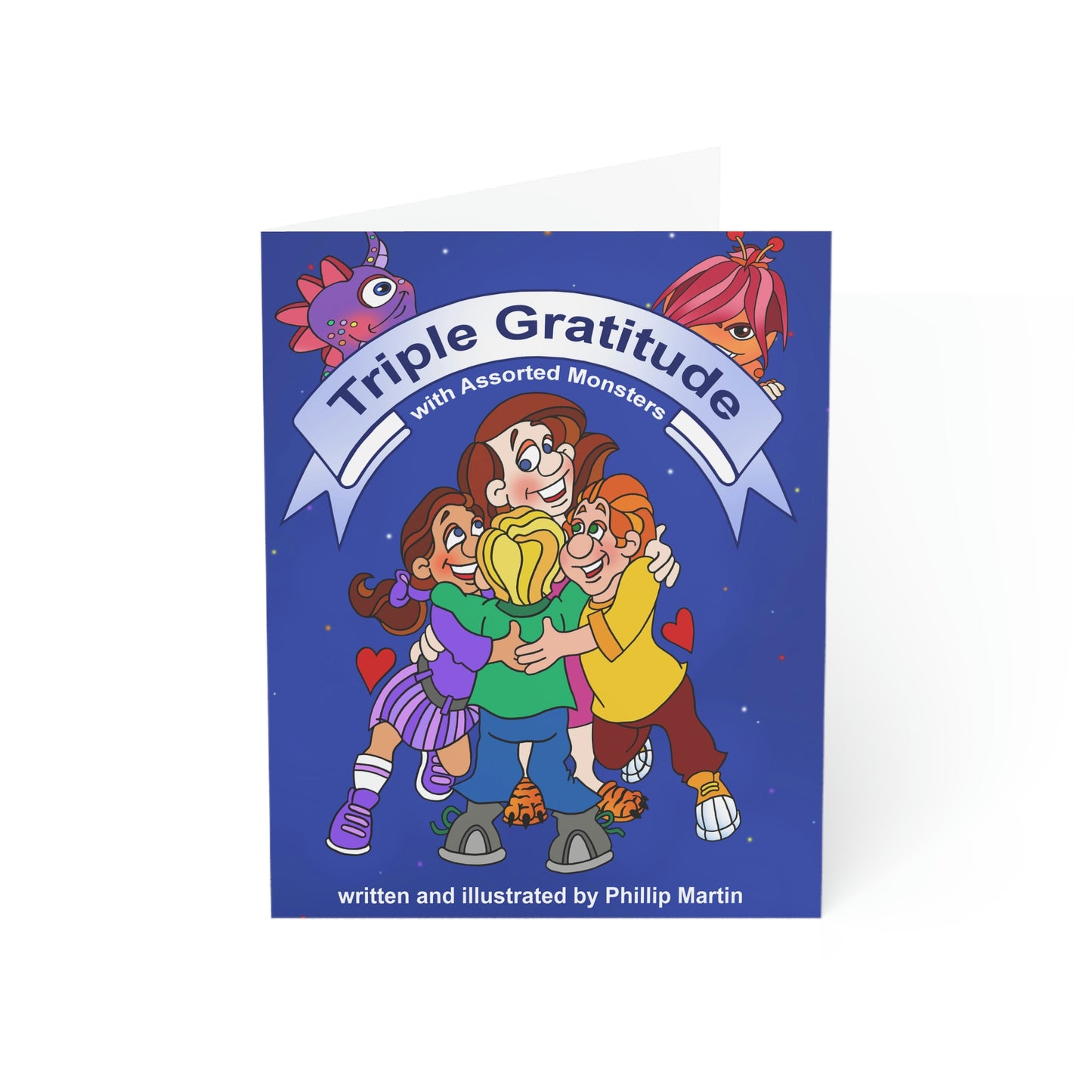 Triple Gratitude with Assorted Monsters Greeting Cards (1, 10, 30, and 50pcs)