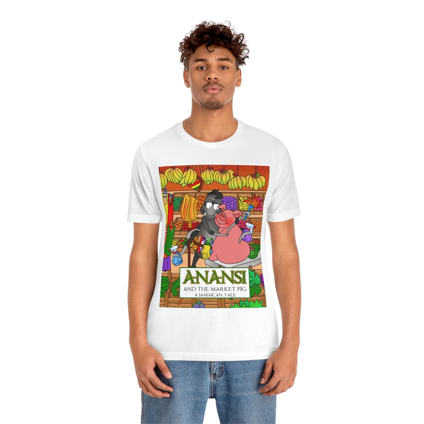 Anansi and the Market Pig Unisex Jersey Short Sleeve Tee