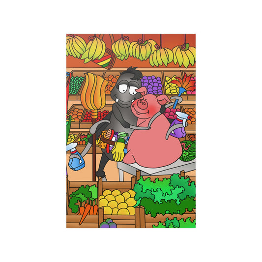 Anansi and the Market Pig Satin Posters (210gsm)