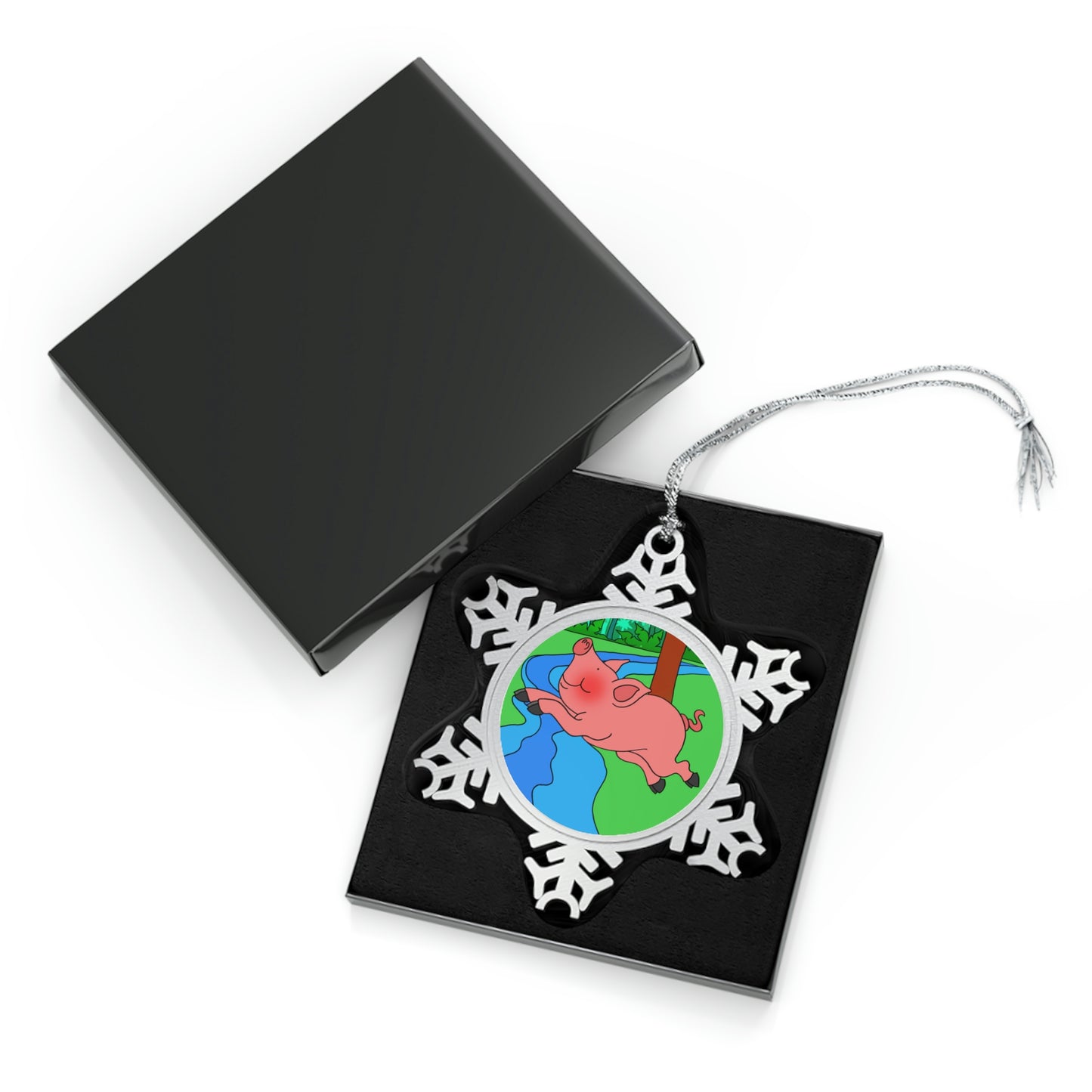 Anansi and the Market Pig! Pewter Snowflake Ornament