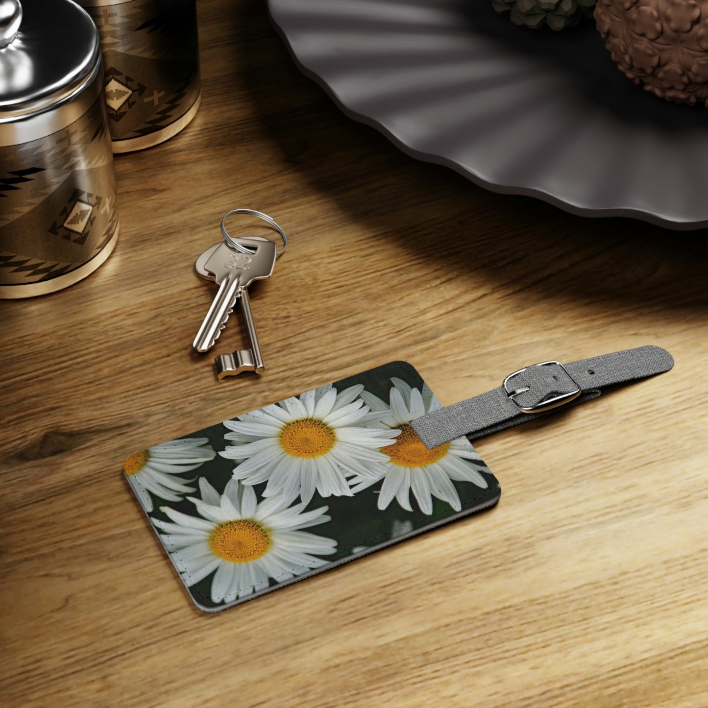 Flowers 01 Saffiano Polyester Luggage Tag, Rectangle