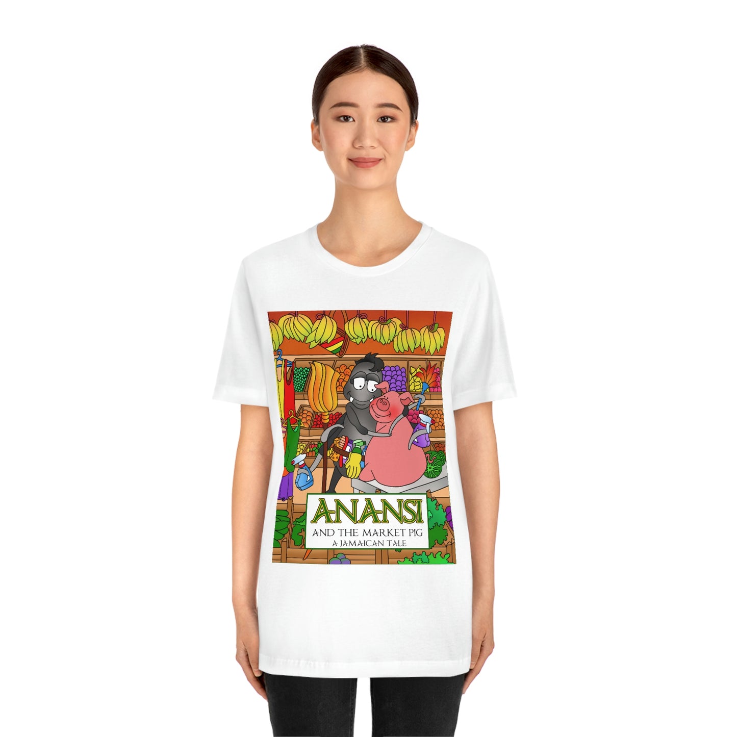 Anansi and the Market Pig Unisex Jersey Short Sleeve Tee