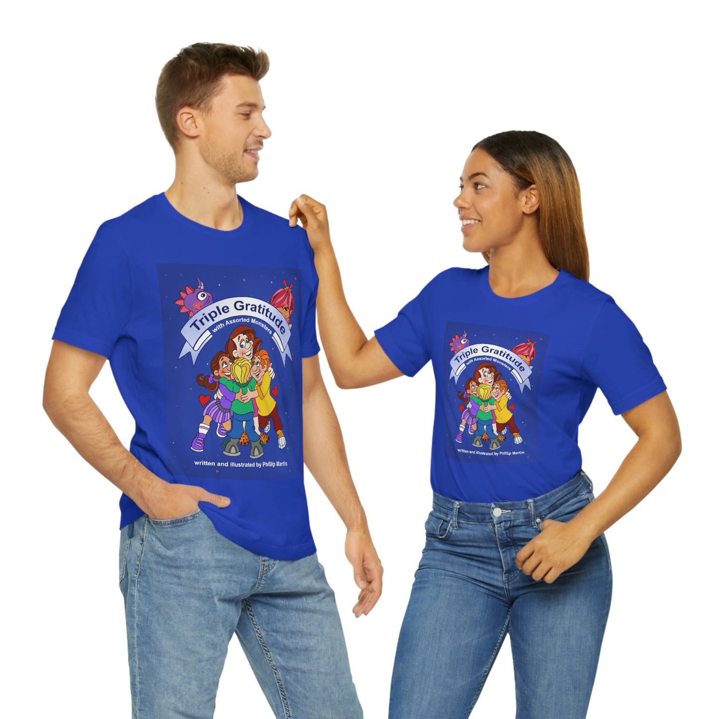 Triple Gratitude with Assorted Monsters Unisex Jersey Short Sleeve Tee