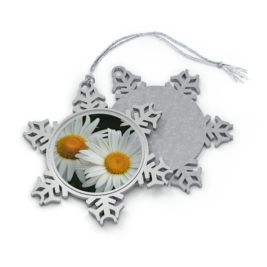 Flowers 01 Pewter Snowflake Ornament