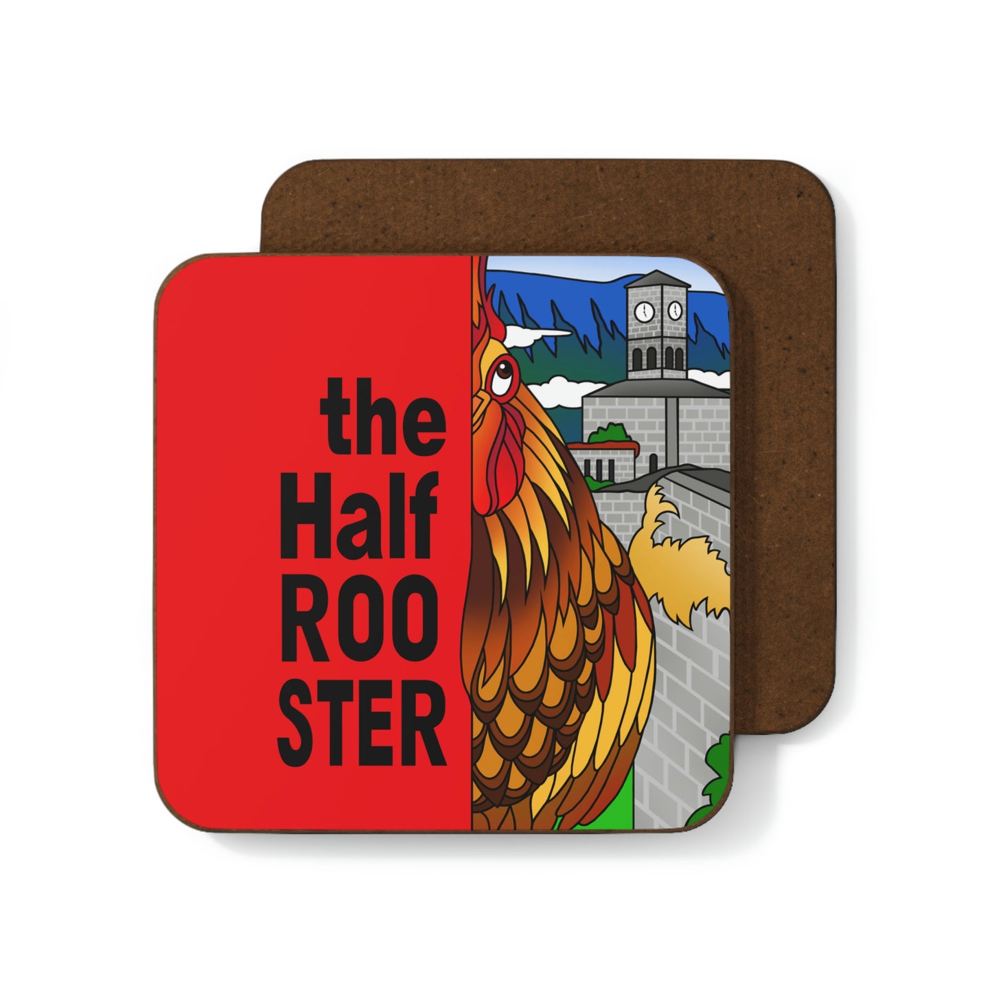 The Half Rooster Hardboard Back Coaster