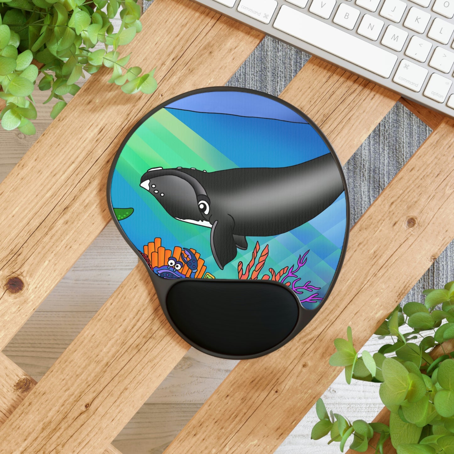 Gray Whale Mouse Pad With Wrist Rest